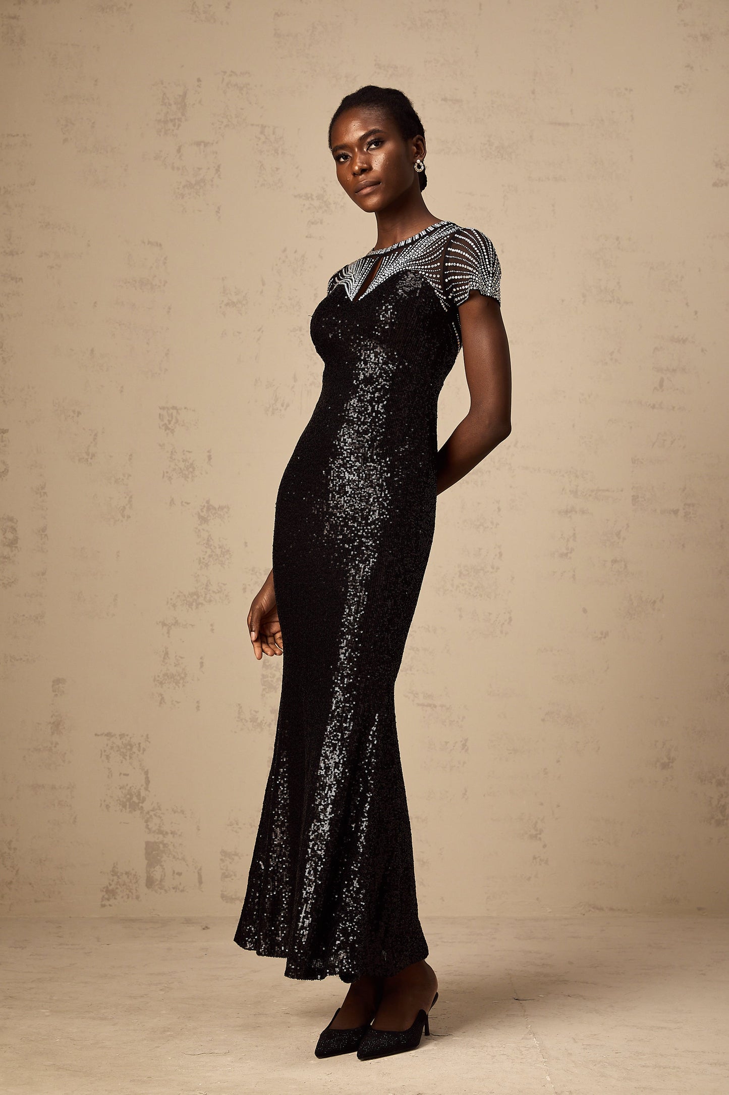 Blair black sequined cut-out maxi dress (US Only)