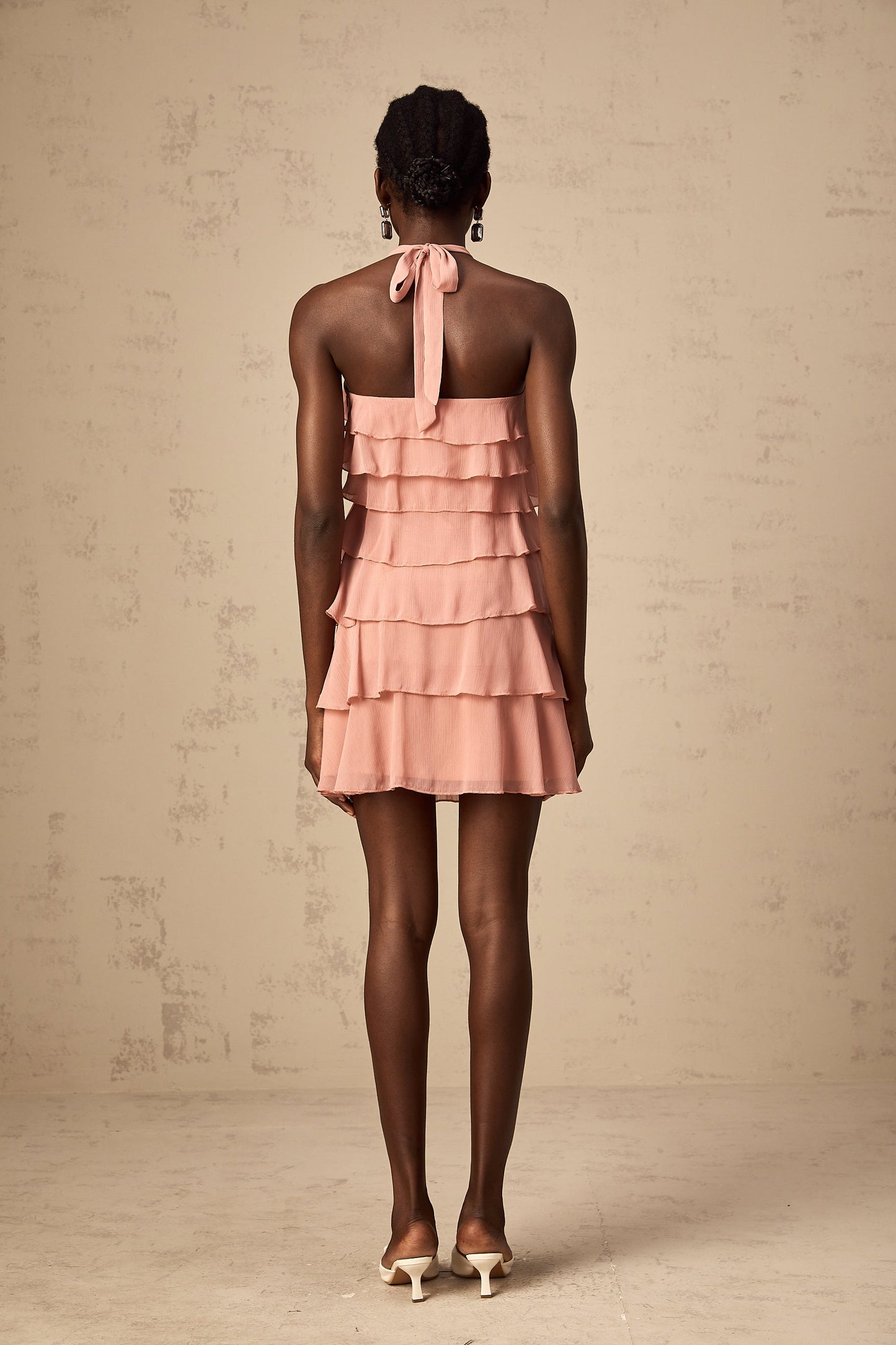 Briar pink tiered halterneck mini dress (US Only)