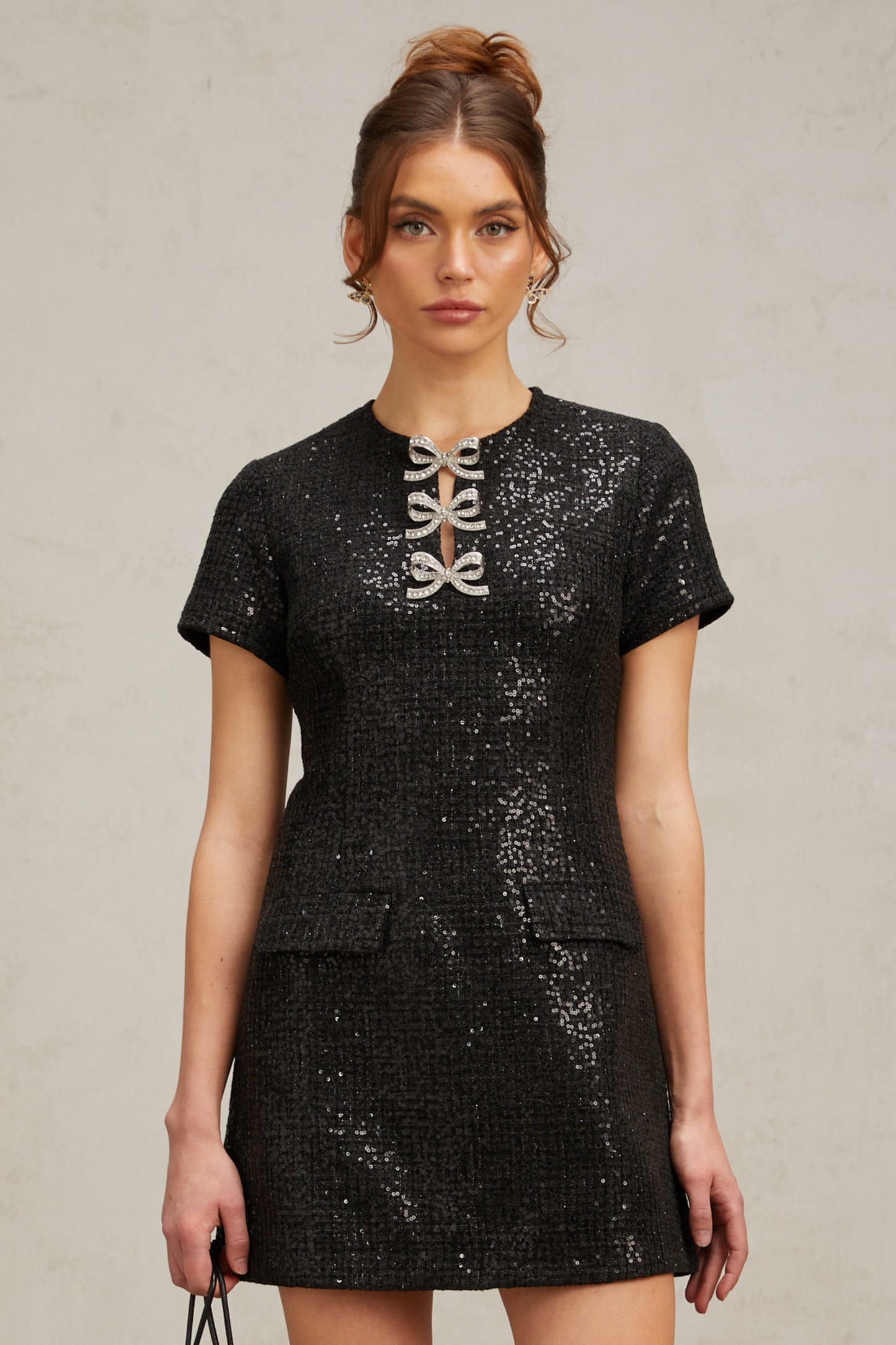 Herben black glitter mini dress