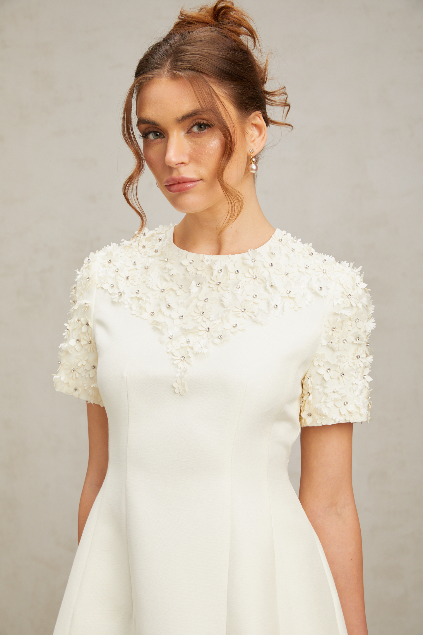 Adrienne floral-appliqué mini dress