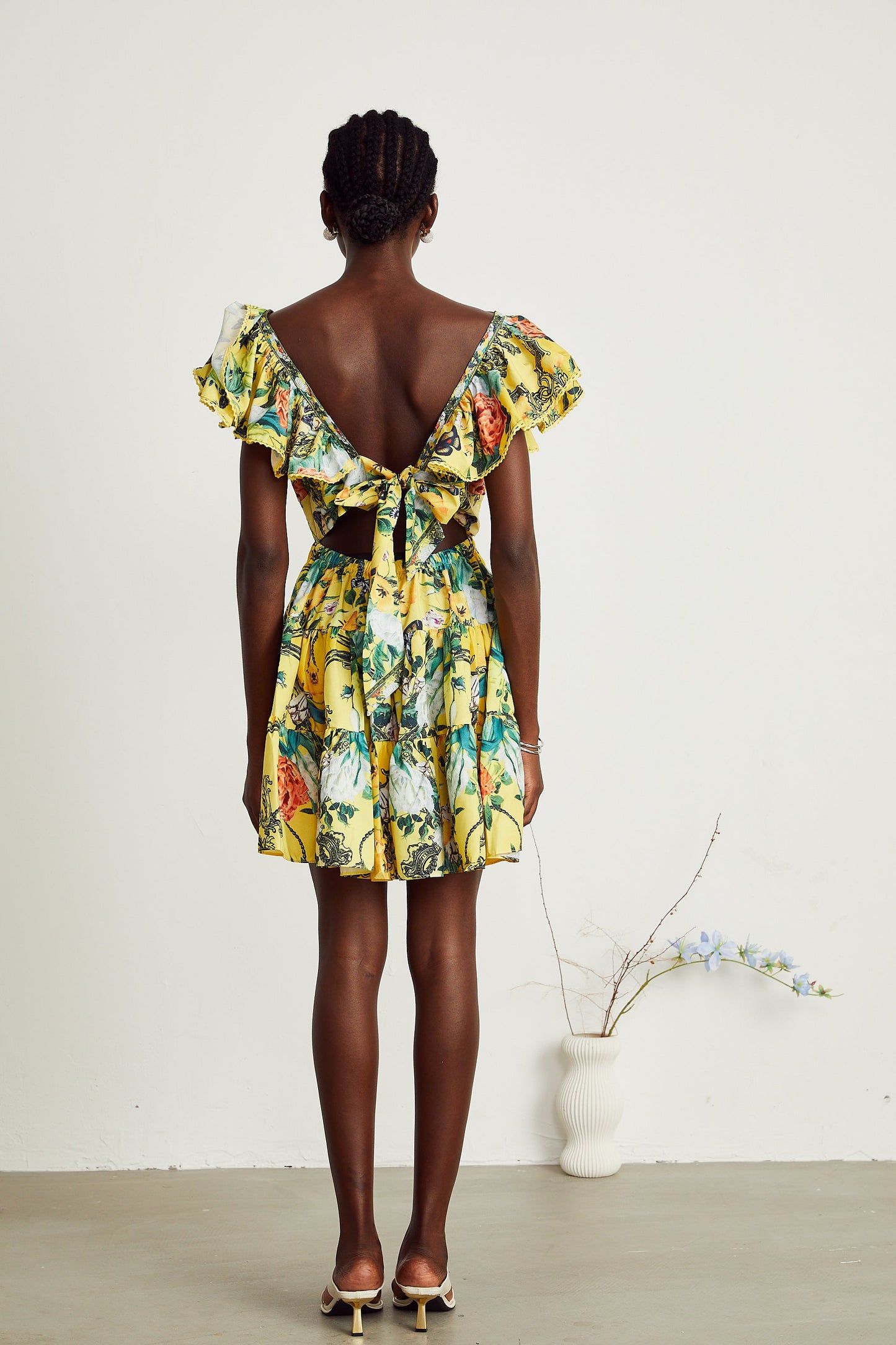 Saige ruffled floral-print mini dress in Yellow (US Only)