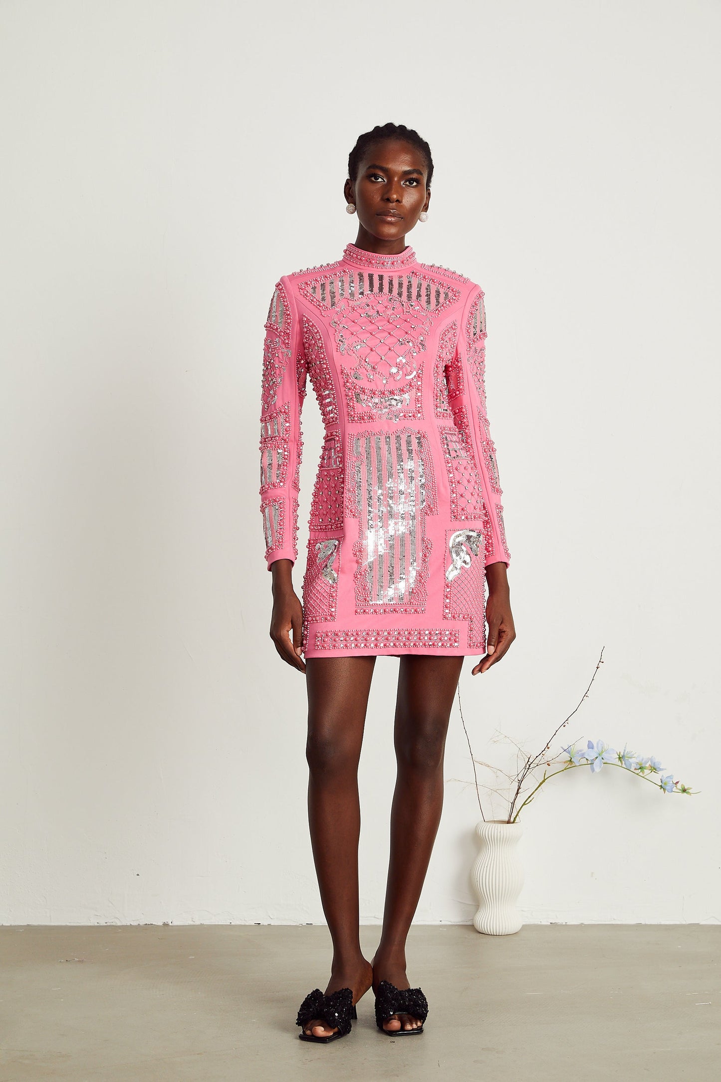 Violette pink embellished mini dress (US Only)
