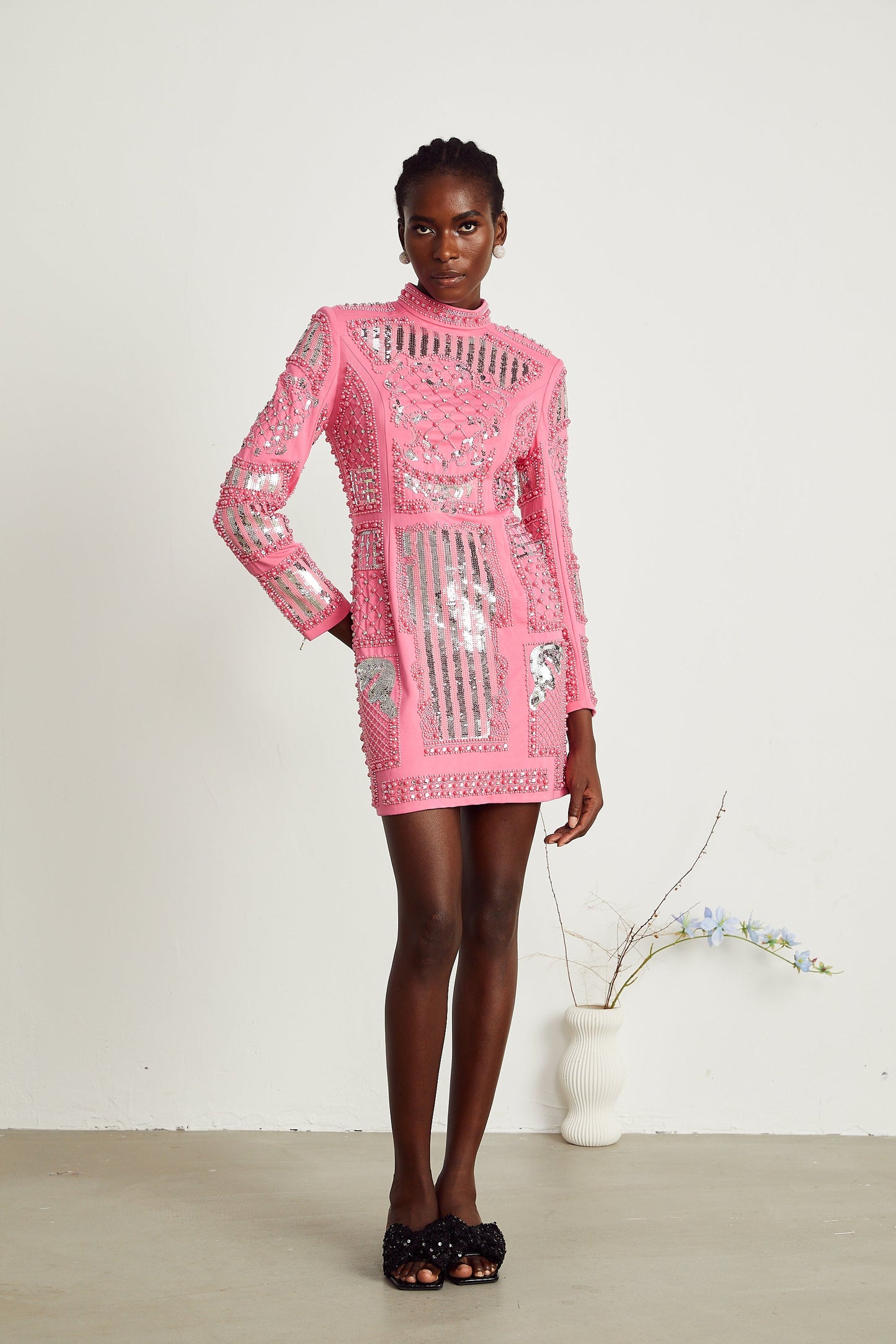 Violette pink embellished mini dress (US Only)