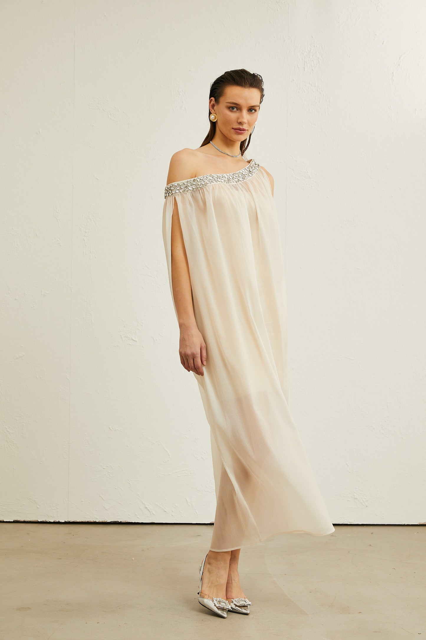Austen crystal-embellished semi-sheer maxi dress
