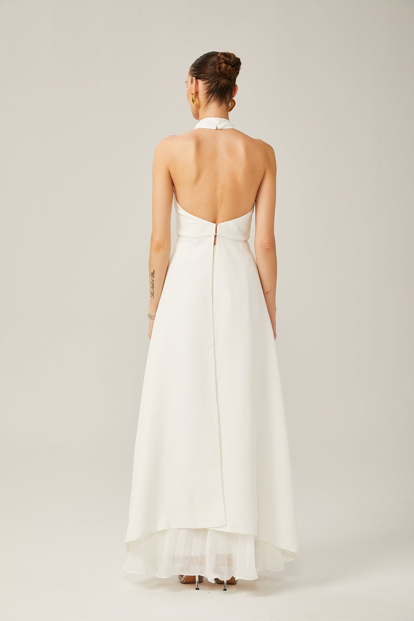 Inés halterneck layered long dress (US Only)