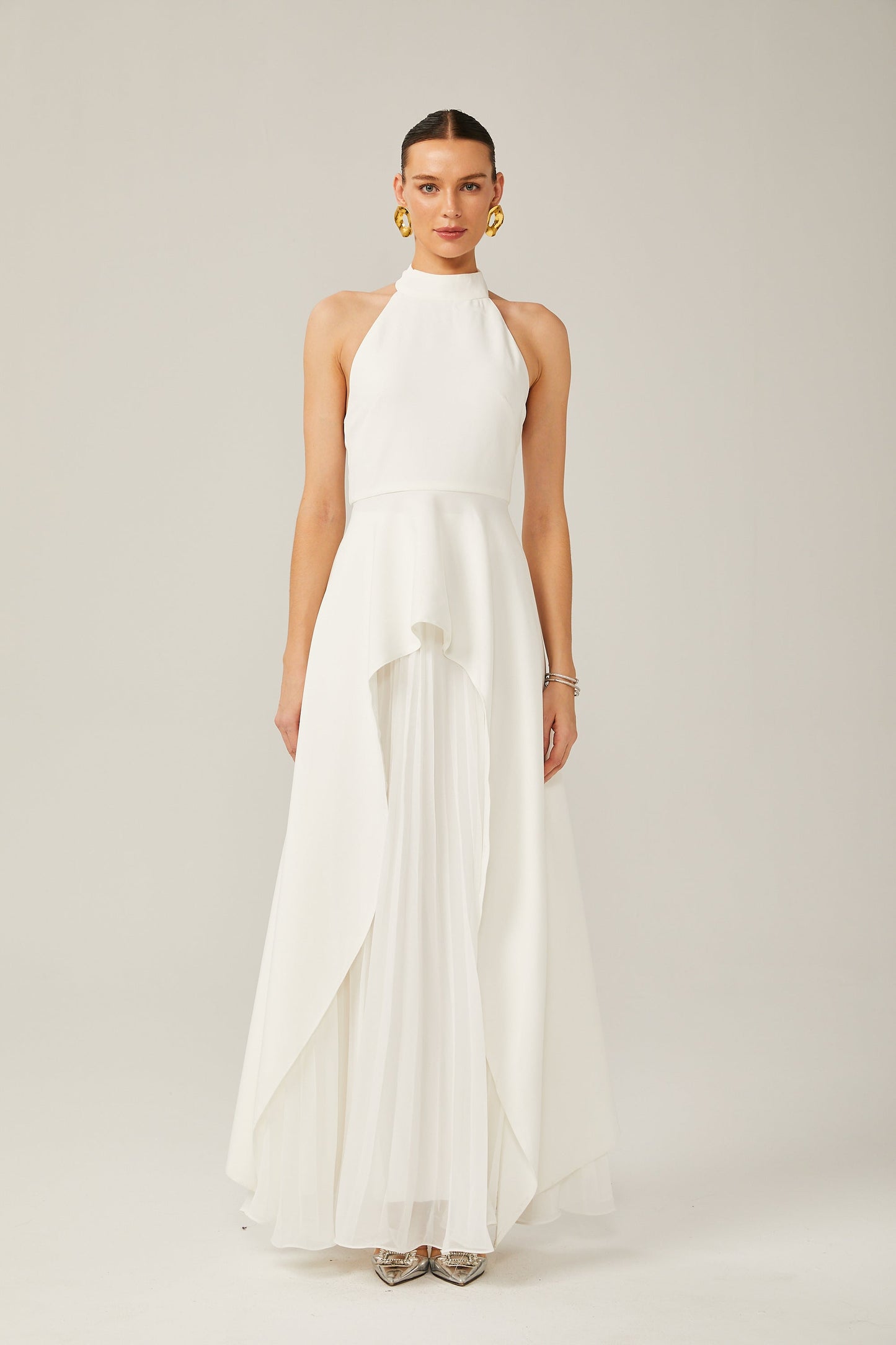 Inés halterneck layered long dress (US Only)