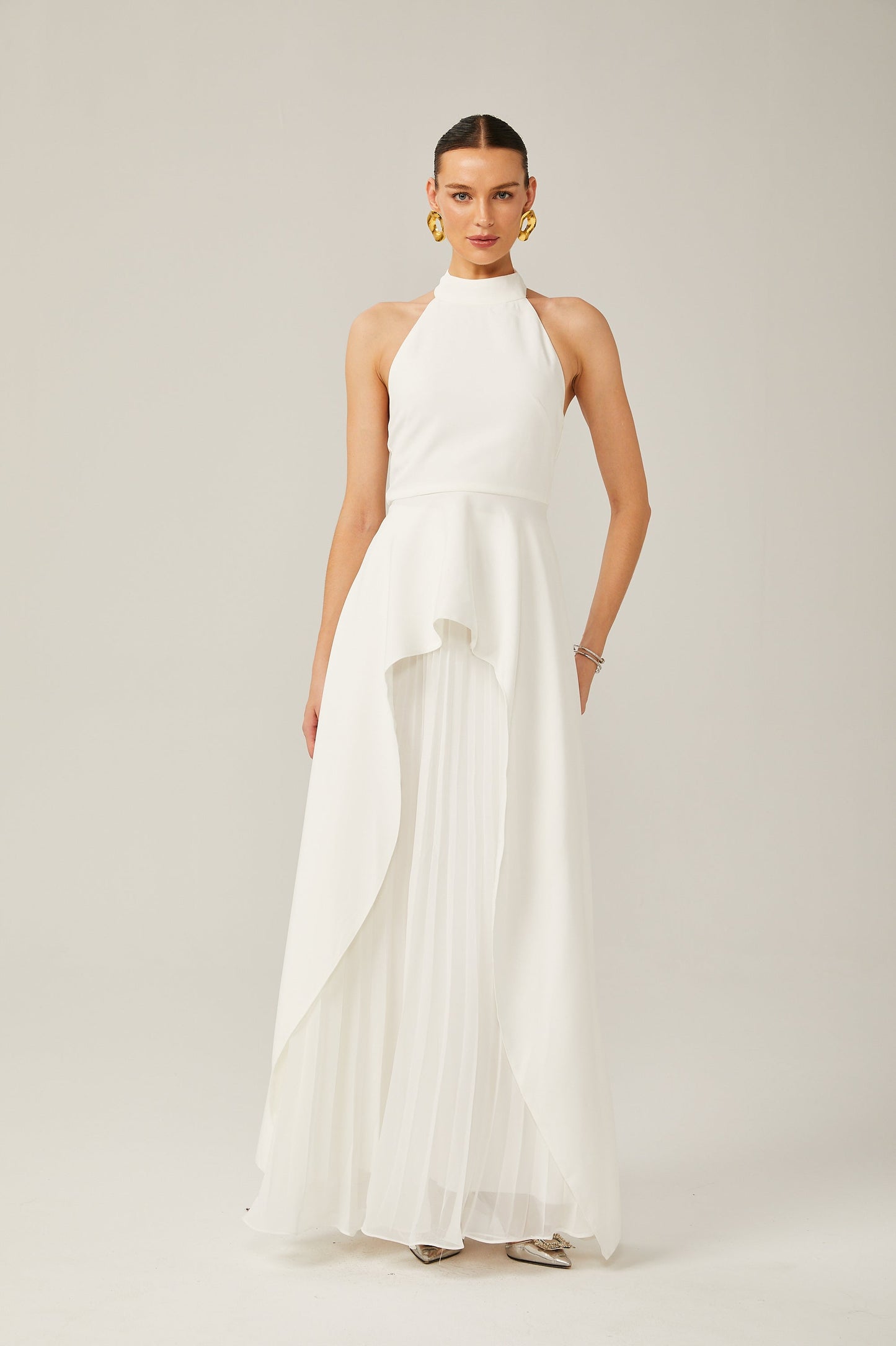 Inés halterneck layered long dress (US Only)