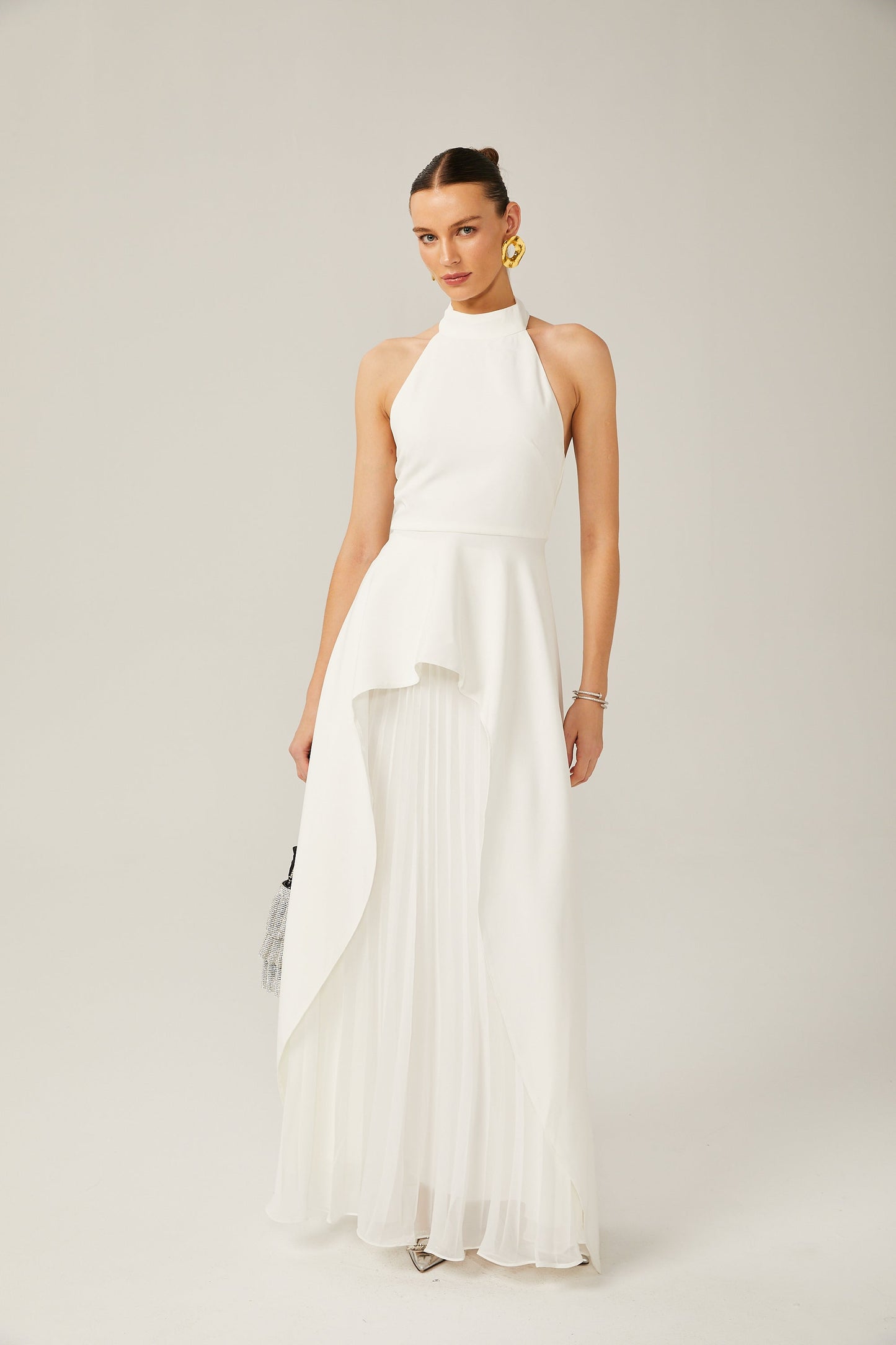 Inés halterneck layered long dress (US Only)