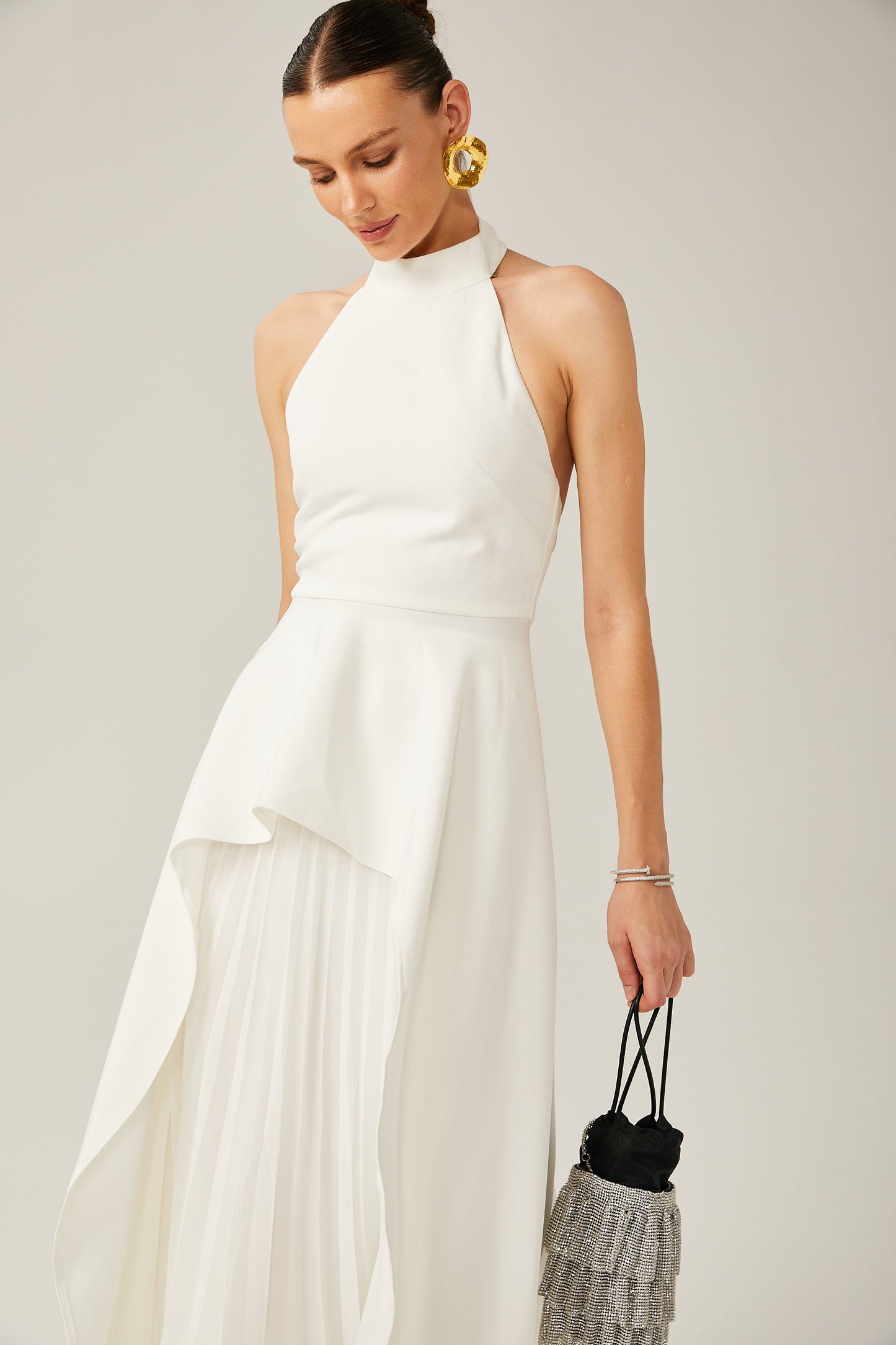Inés halterneck layered long dress (US Only)