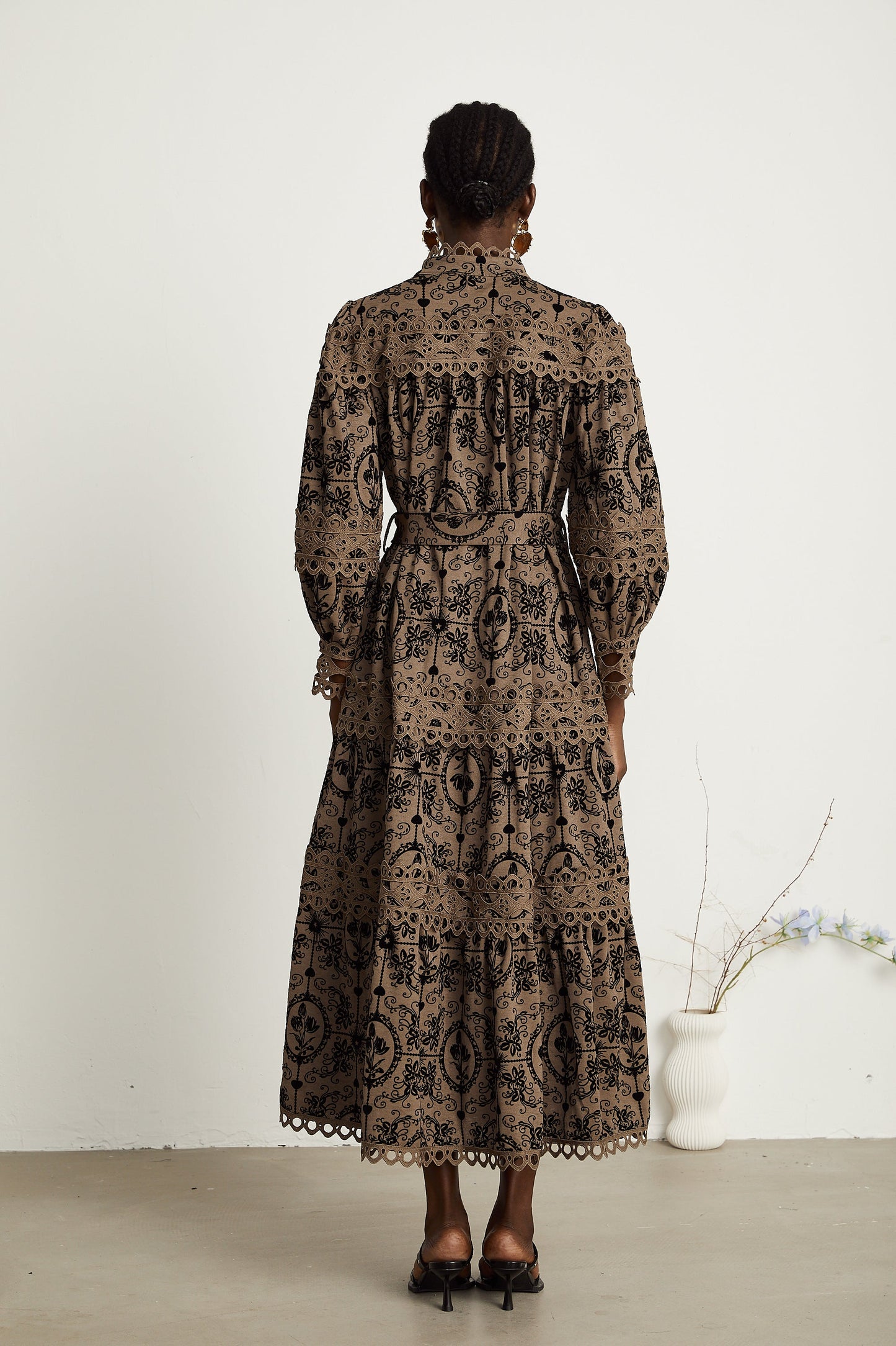 Clothilde brown pattern-print midi dress (US Only)