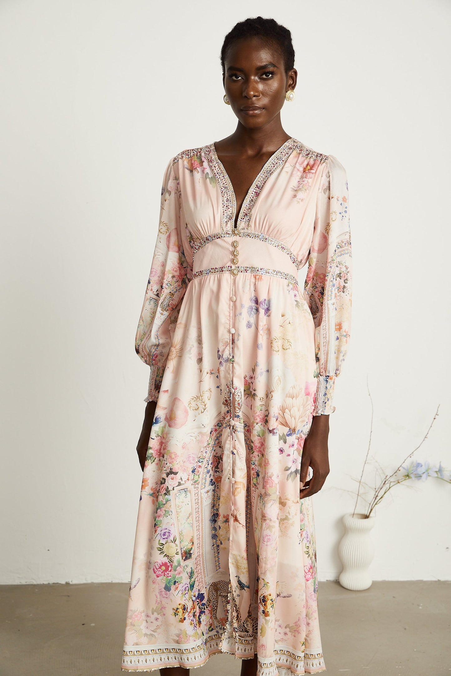 Audrey graphic rhinestone-embellished midi dress (US Only)