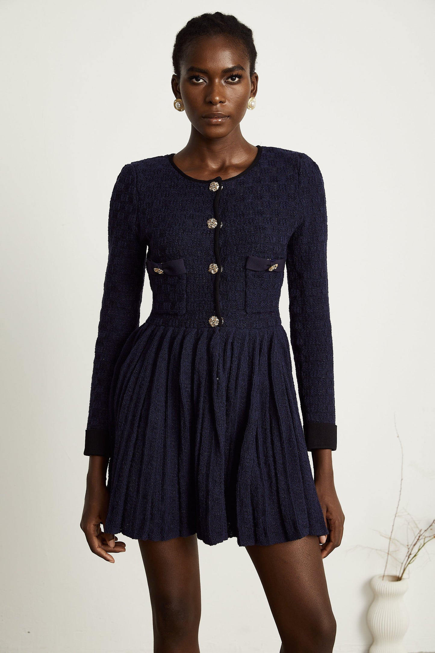 Cloé knitted pleated mini dress (US Only)