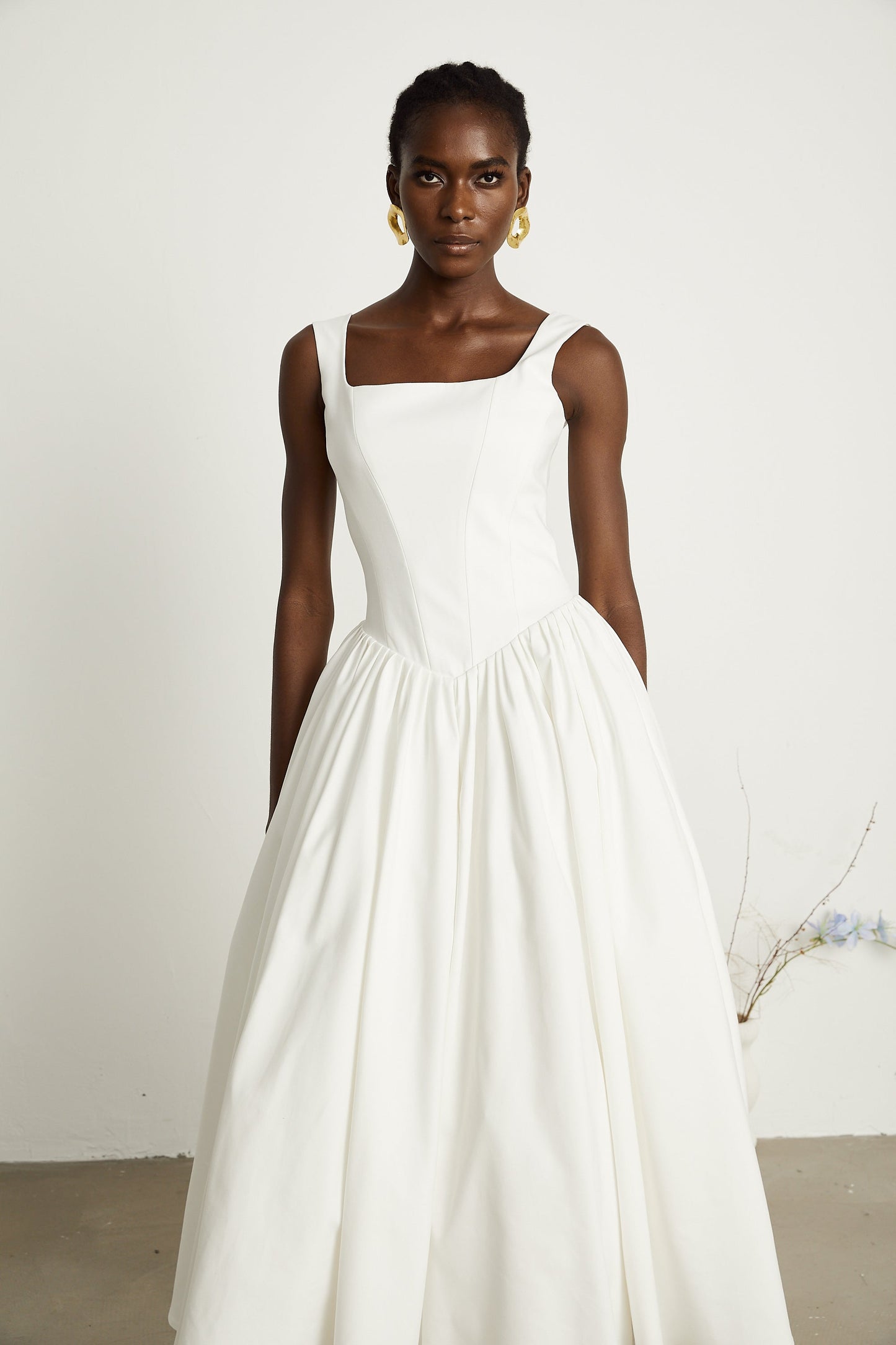 Sadie white pleated corset gown dress (US Only)