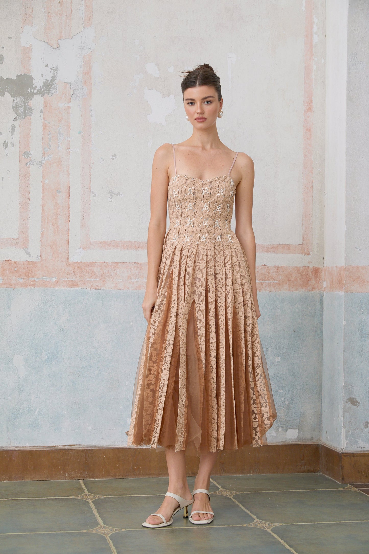 Axelle neutrals crochet-lace cardigan & dress matching set