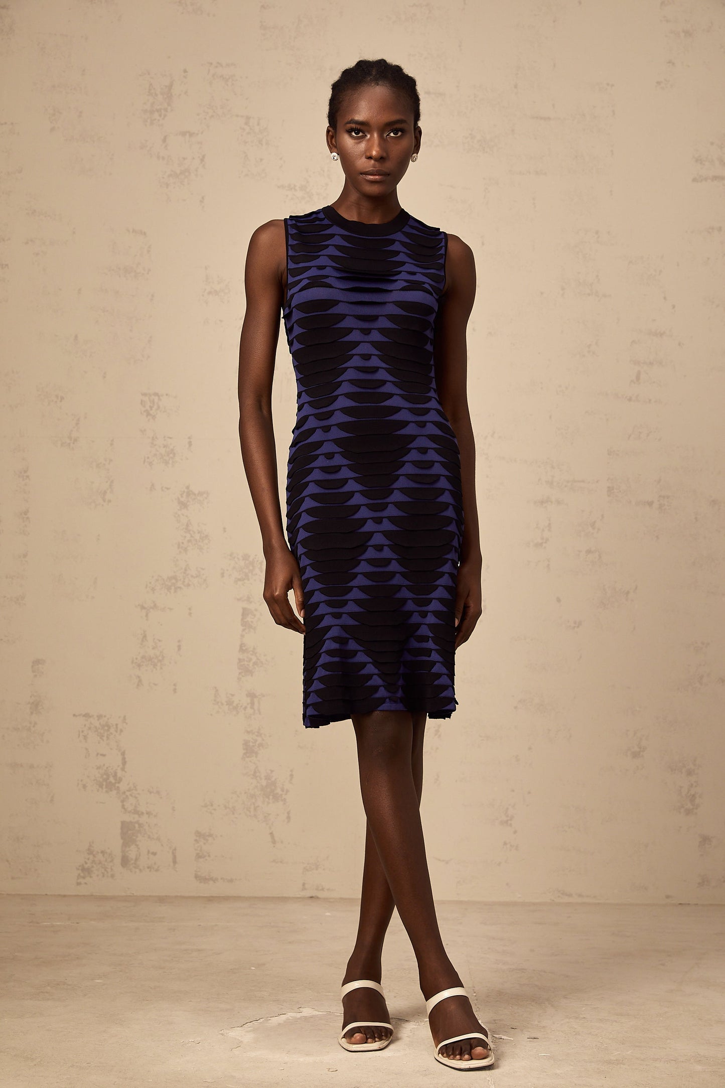 Anaïs black snake-pattern godet mini dress