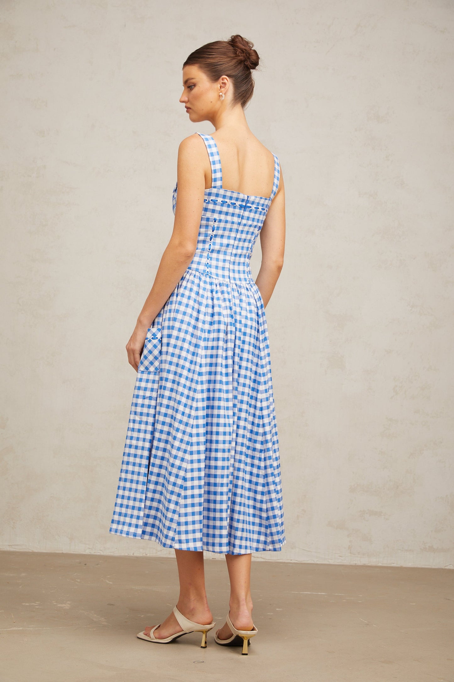 Diane blue gingham midi dress