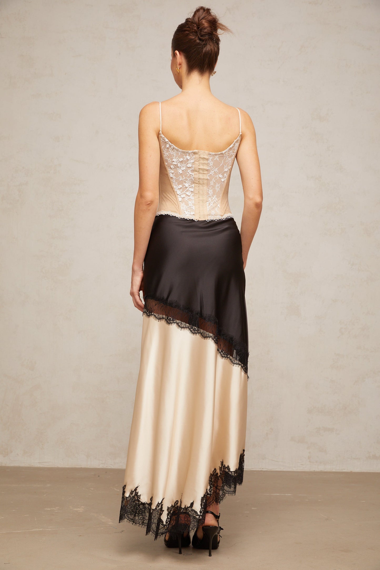 Karine floral-lace-panelling bustier top