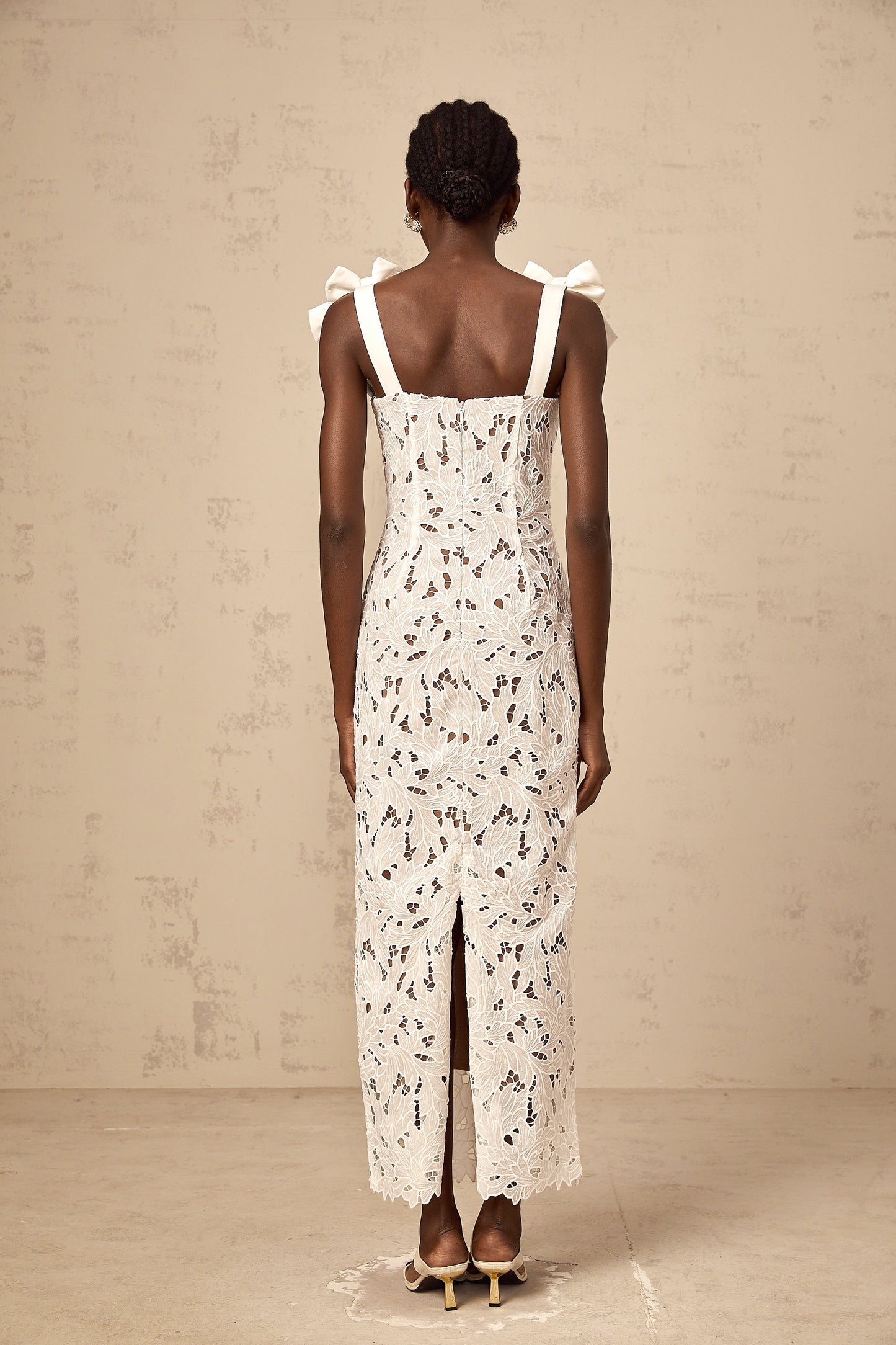 Eloise floral embroidery maxi dress in White