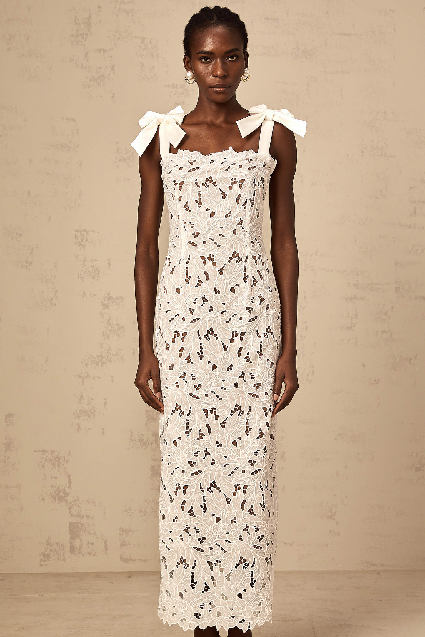 Eloise floral embroidery maxi dress in White