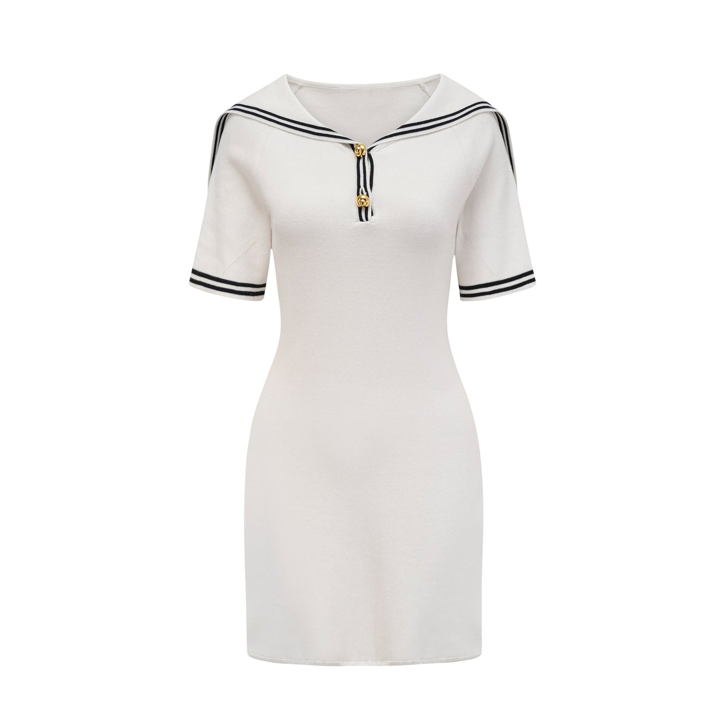Aiza sailor collar cotton short-sleeve mini dress (US Only)