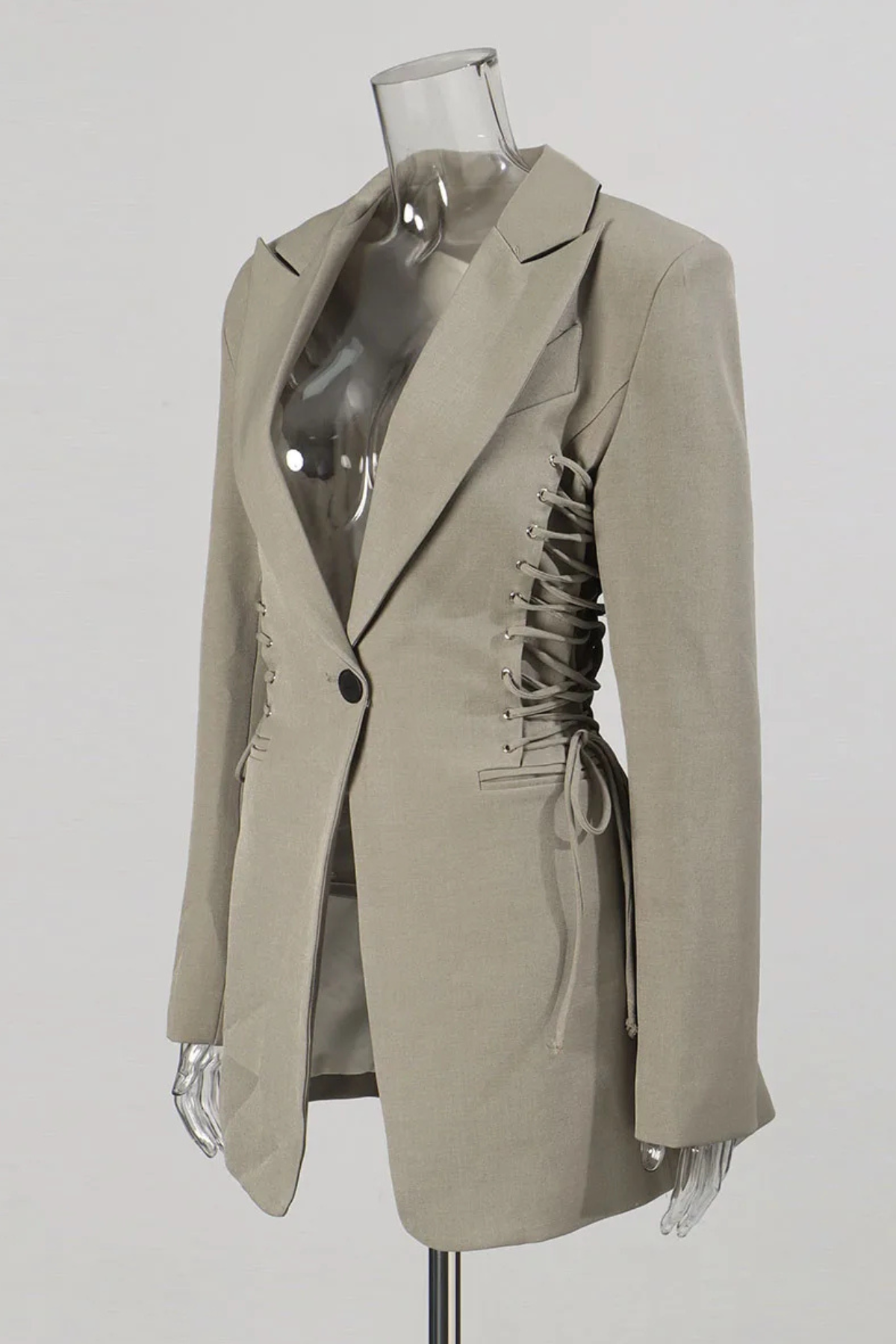 Juliea Silhouette Laced Up Tailored Jacket - Grey