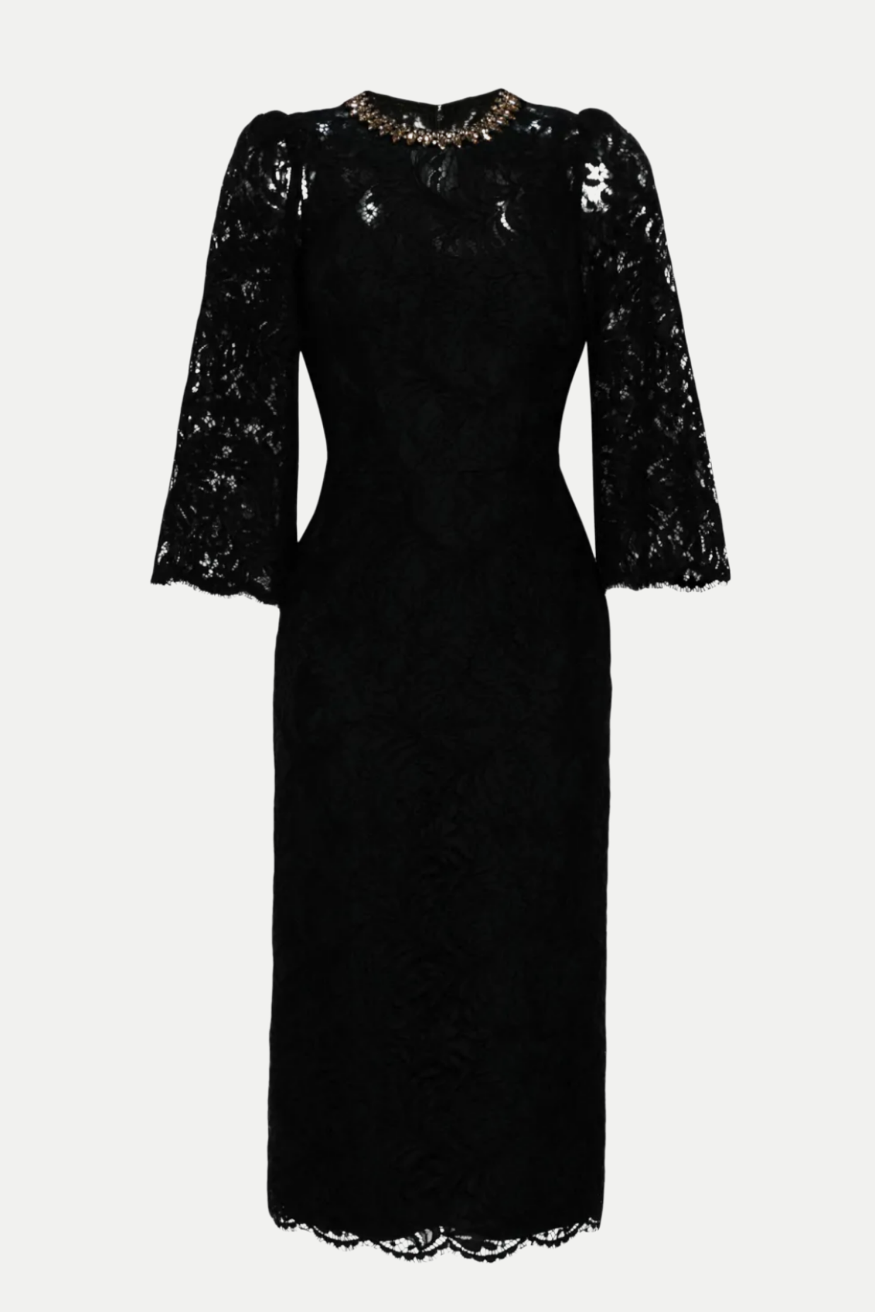 Acotas Lace Crystal-embellished Midi Dress - Black