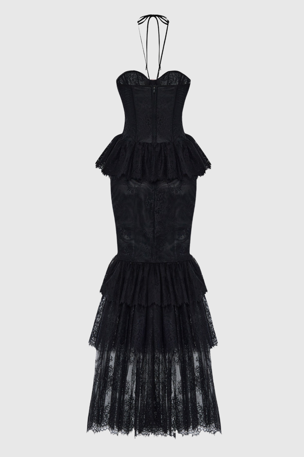 Adalira Halter Flower Lace Corset Maxi Dress