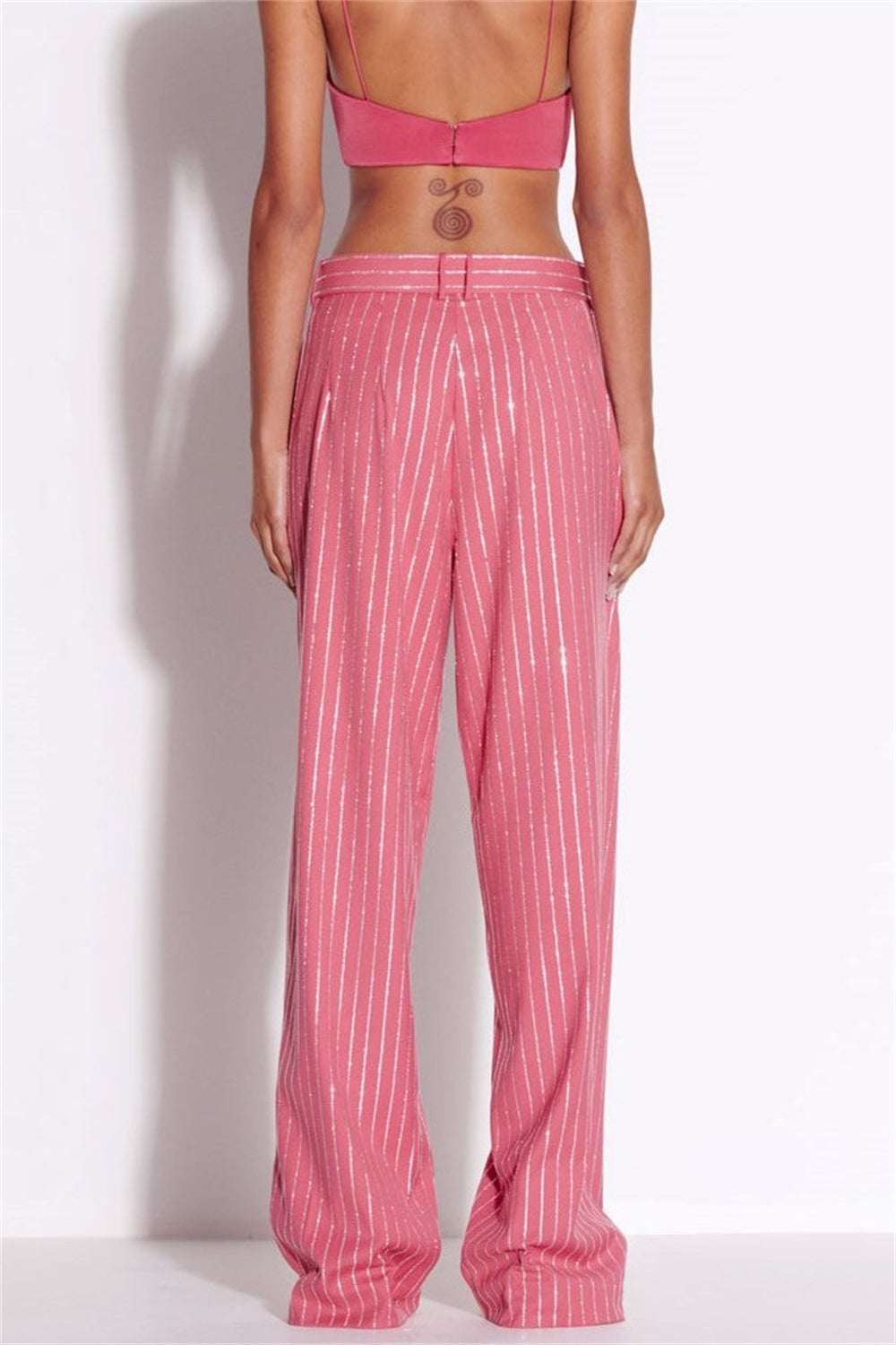 Ally Crystal Pinstripe Blazer Set - Pink