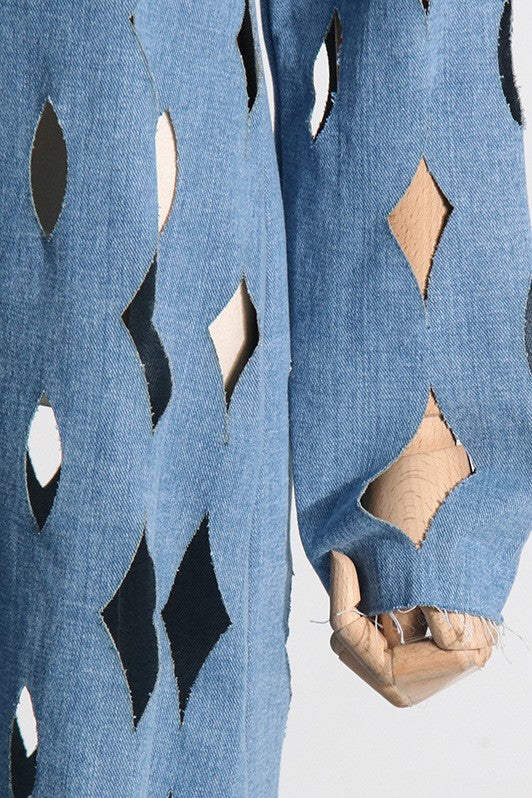 Annie Geometric Hollow Denim Coat