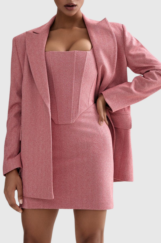 Armenb Corset Skirt Three Piece Set - Pink