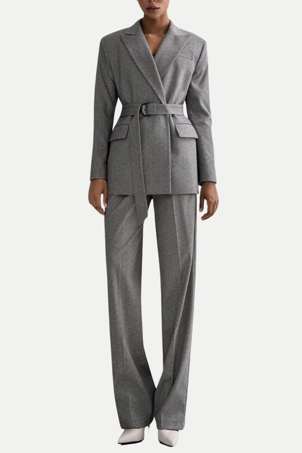 Armenb Lapel Strapless Three Piece Set - Grey