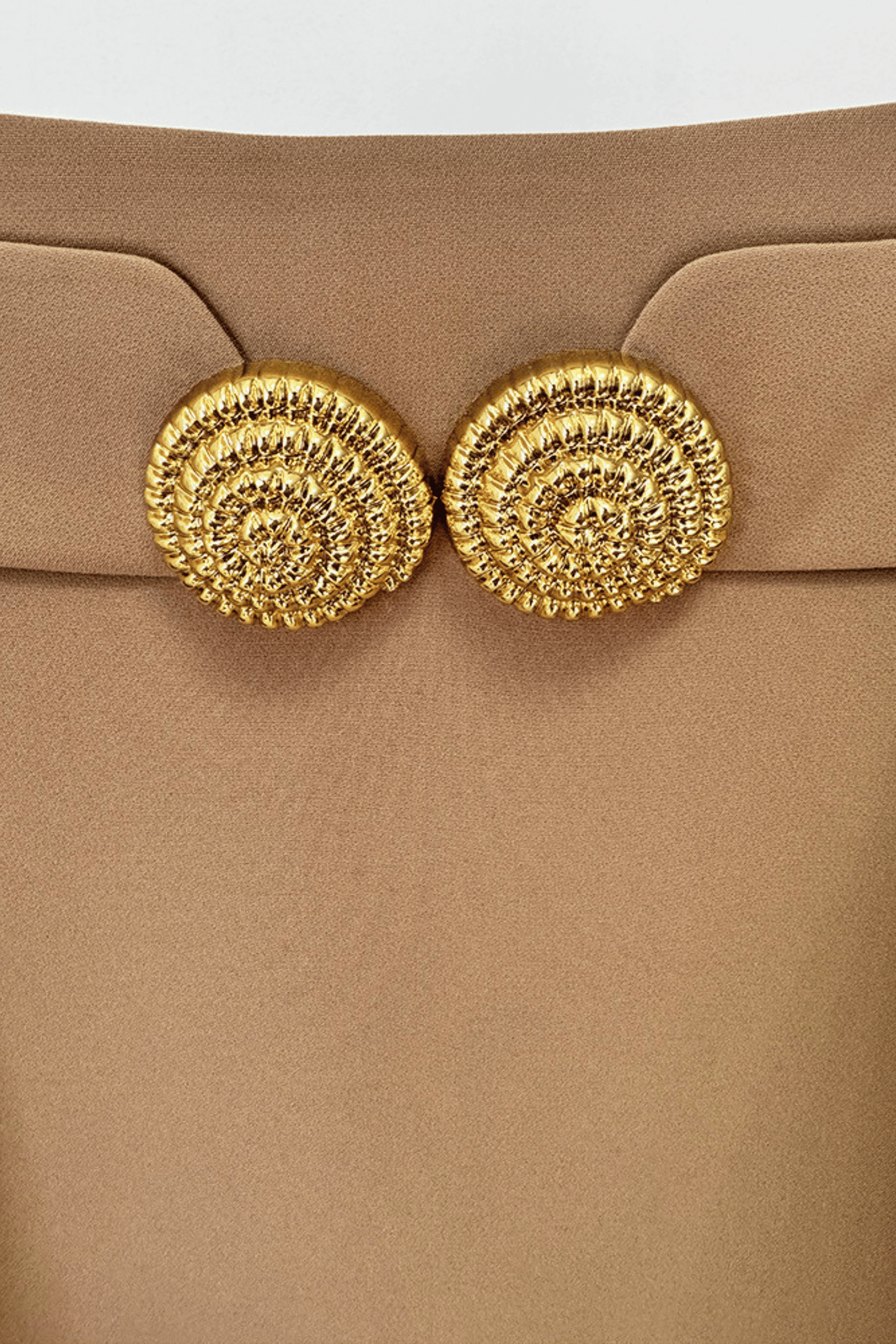 Asina Gold Buttoned Mini Skirt - Khaki