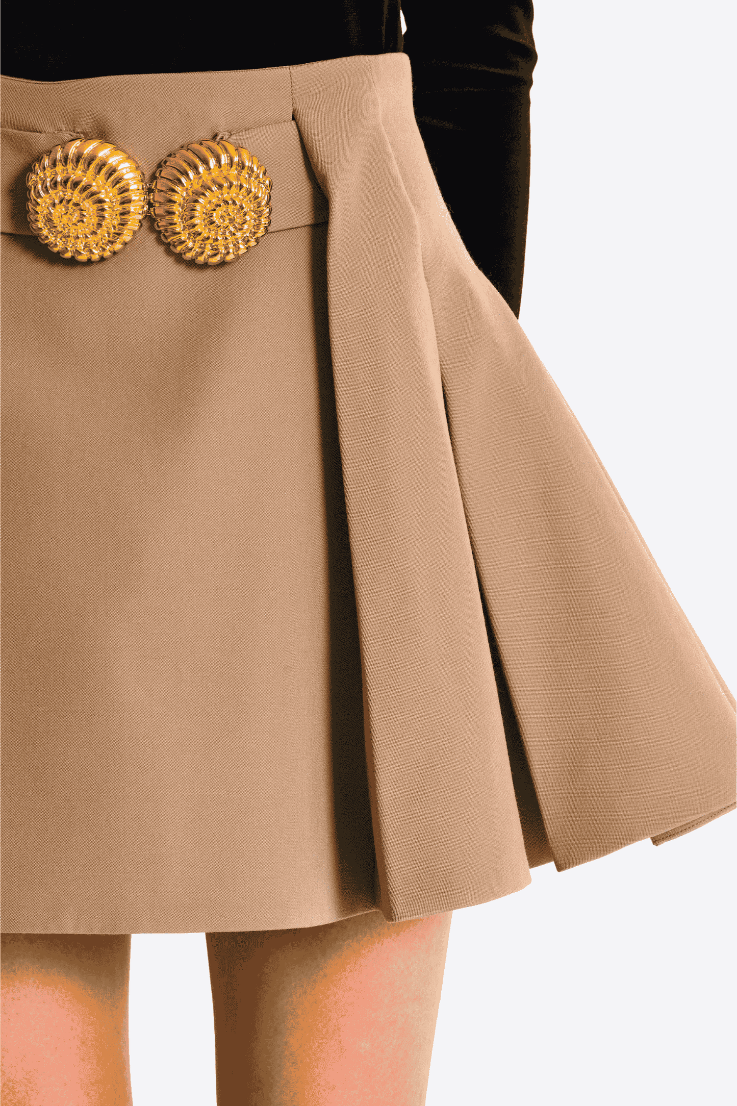 Asina Gold Buttoned Mini Skirt - Khaki