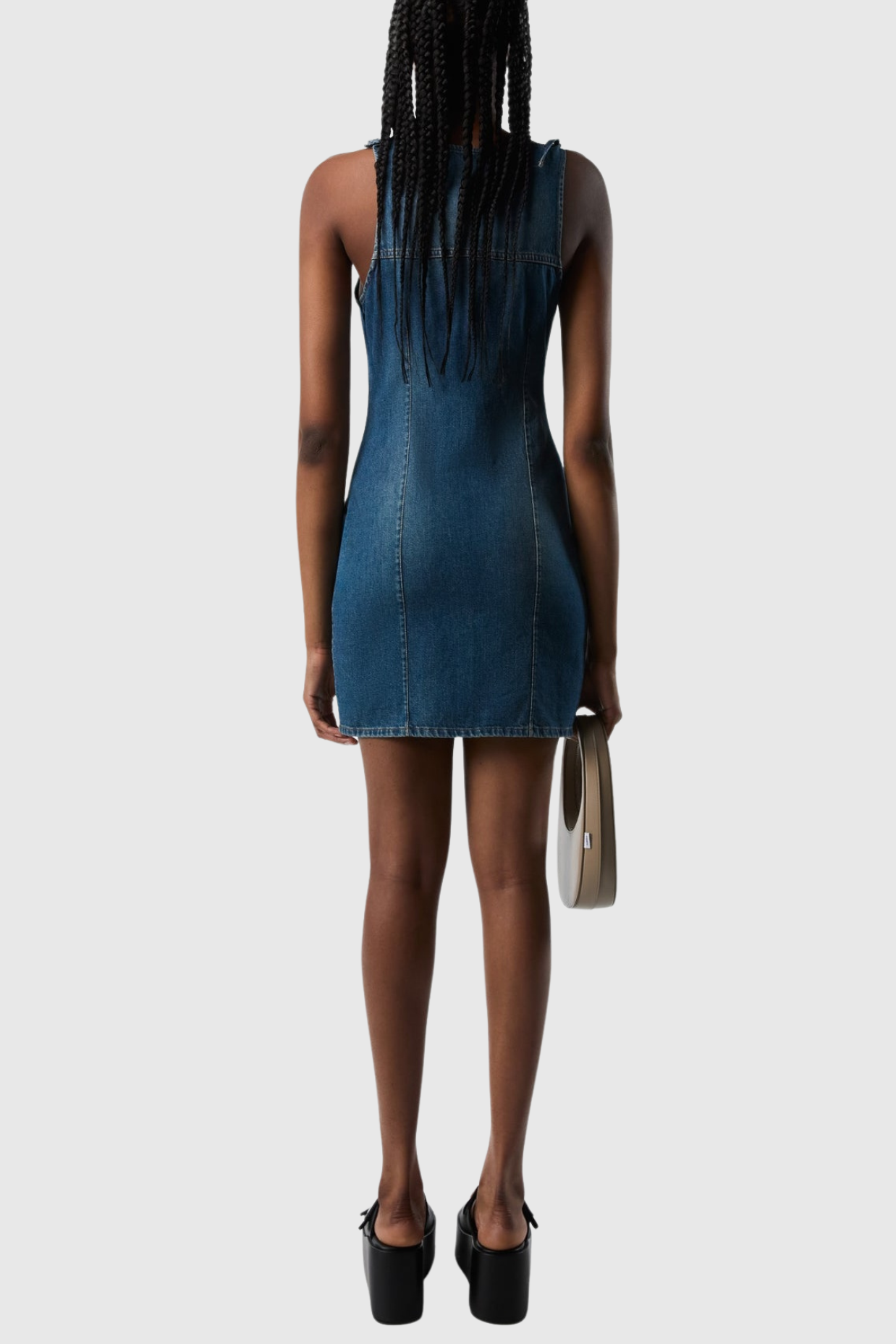Balto Flower Asymmetric Denim Mini Dress