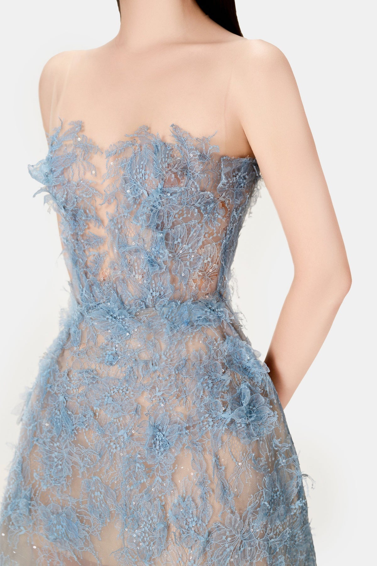 Batya Lace Sleeveless Midi Dress - Blue