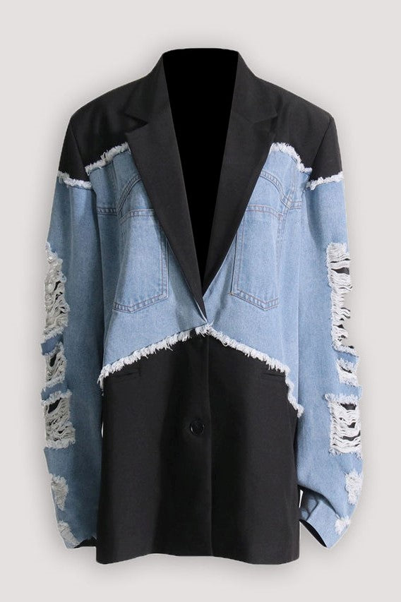 Brenna Denim Patchwork Coat