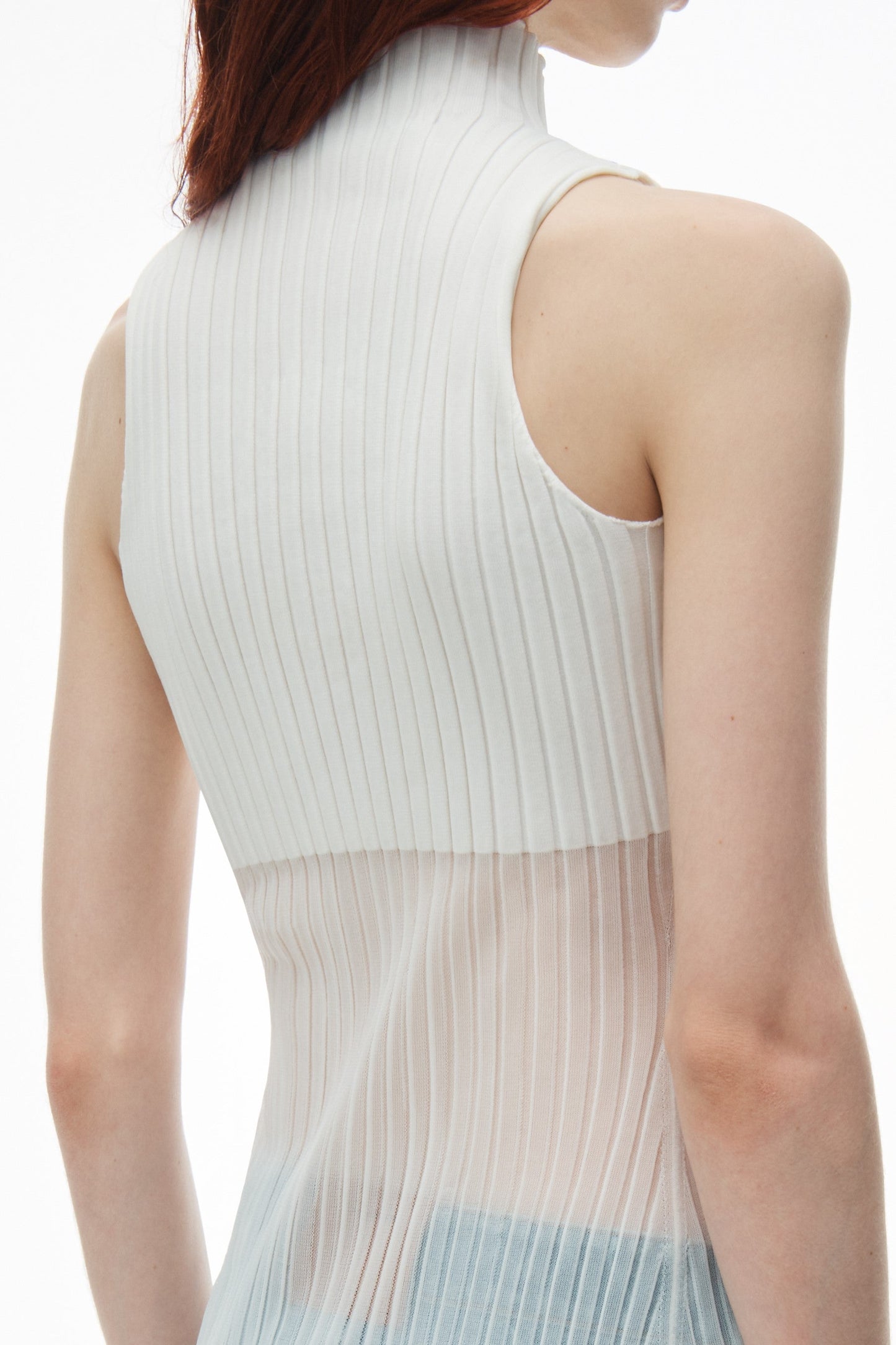 Carola Ribbed Cutaway Split Top - White