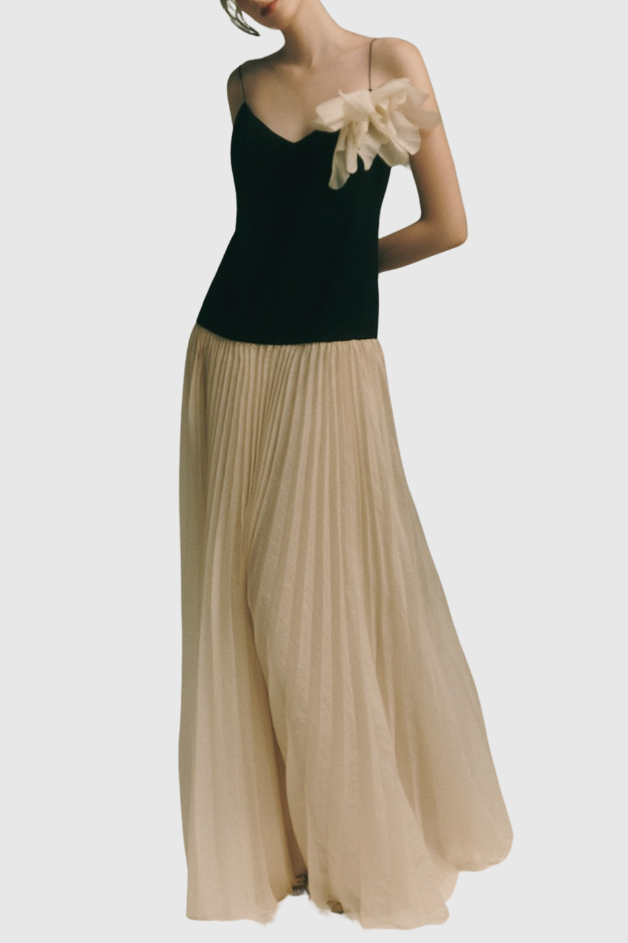 Cinzia Flower Pleated Maxi Dress