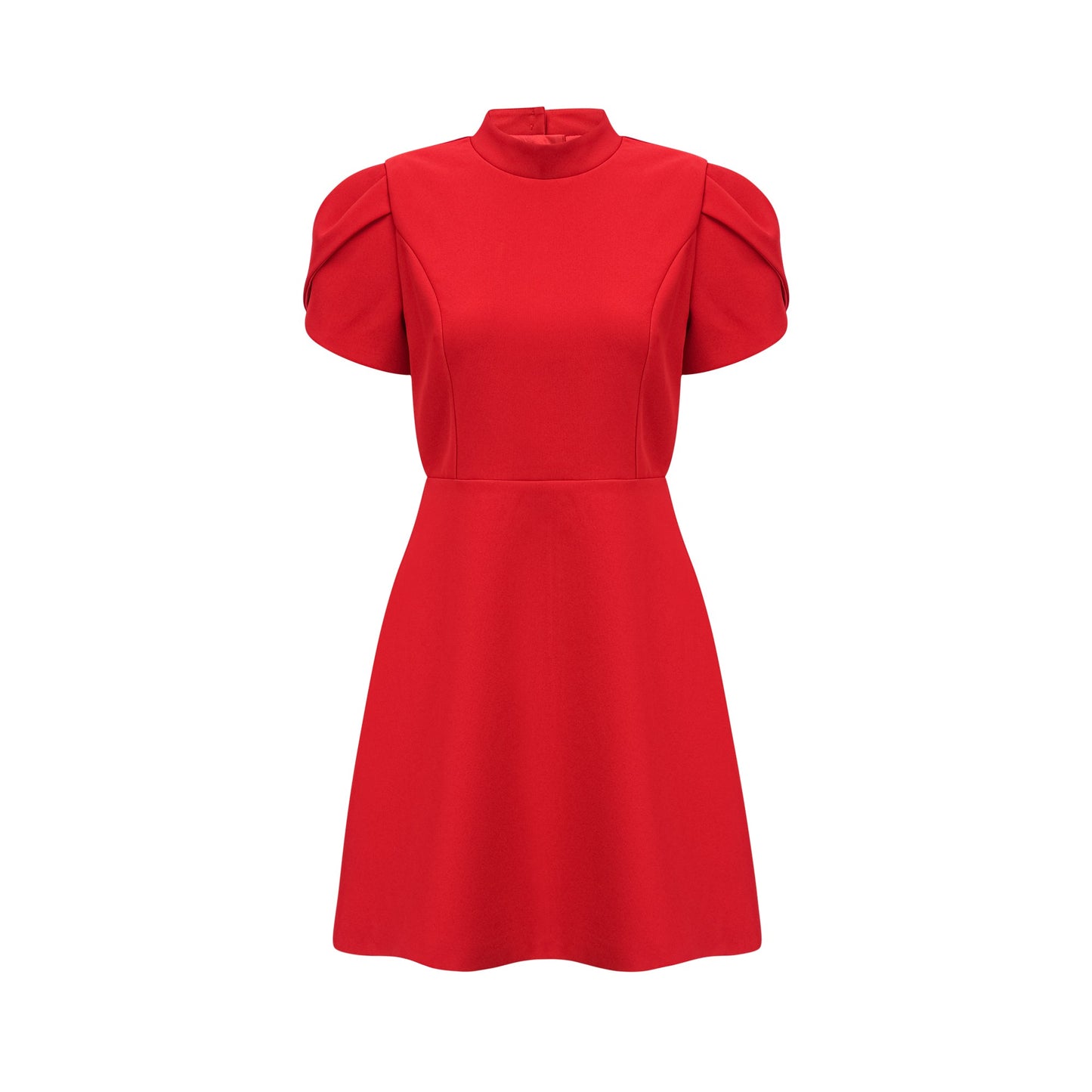 Anna red petal-sleeve cut-out bow mini dress (US Only)