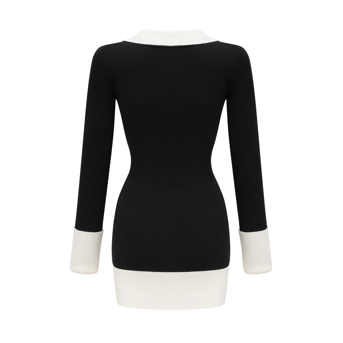 Charlotte wool color-blocked ribbed-knit mini dress