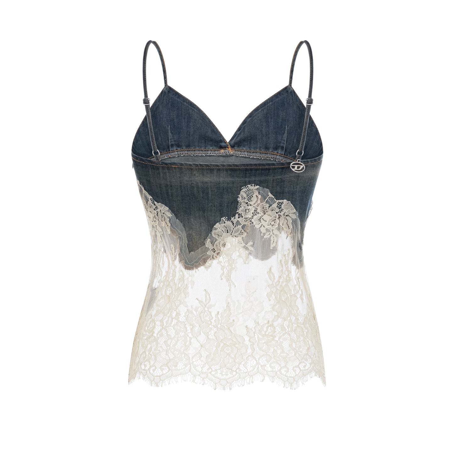 Sylvie lace-detail denim top & shorts matching set