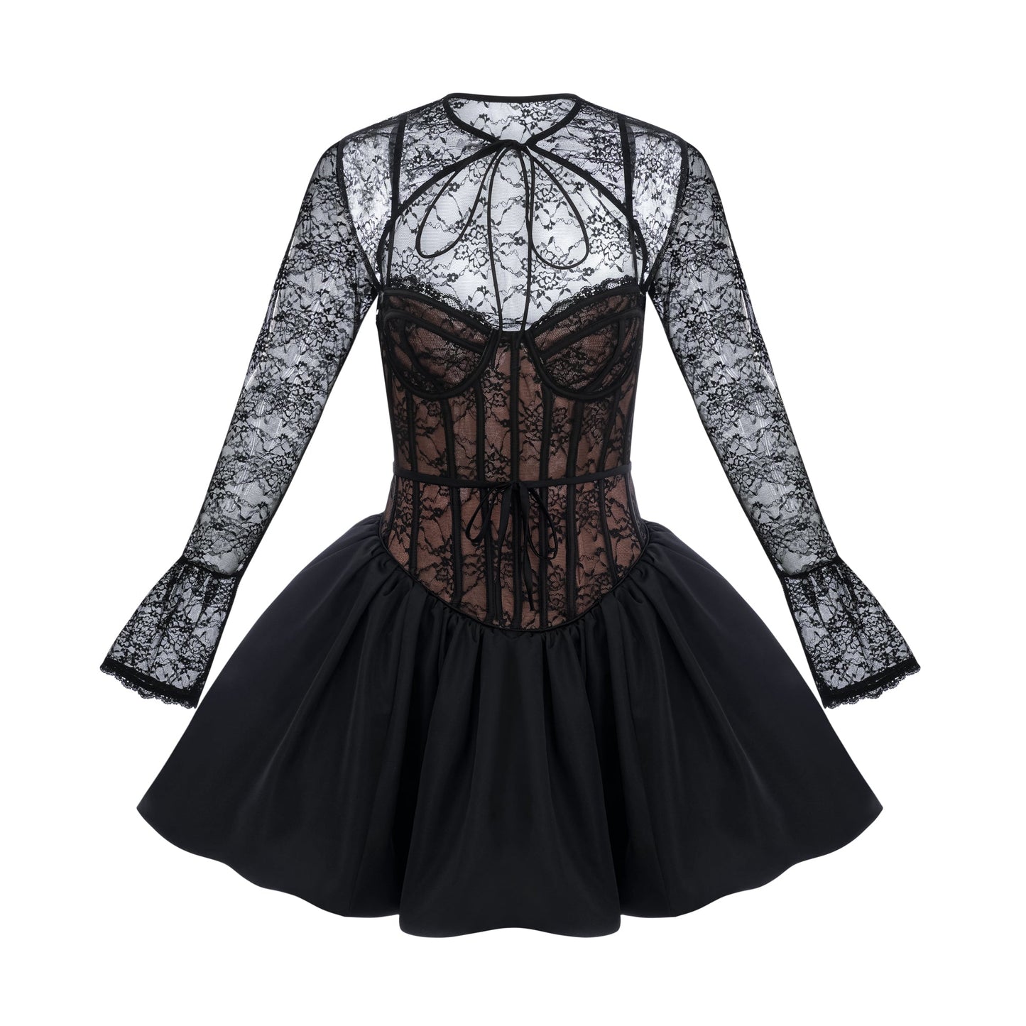 Louise black floral-lace vest & dress matching set