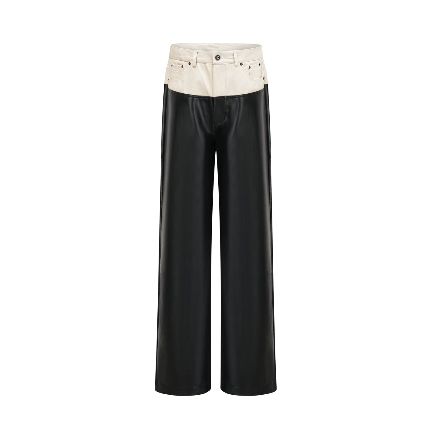 Clotilde contrast-color leather trousers