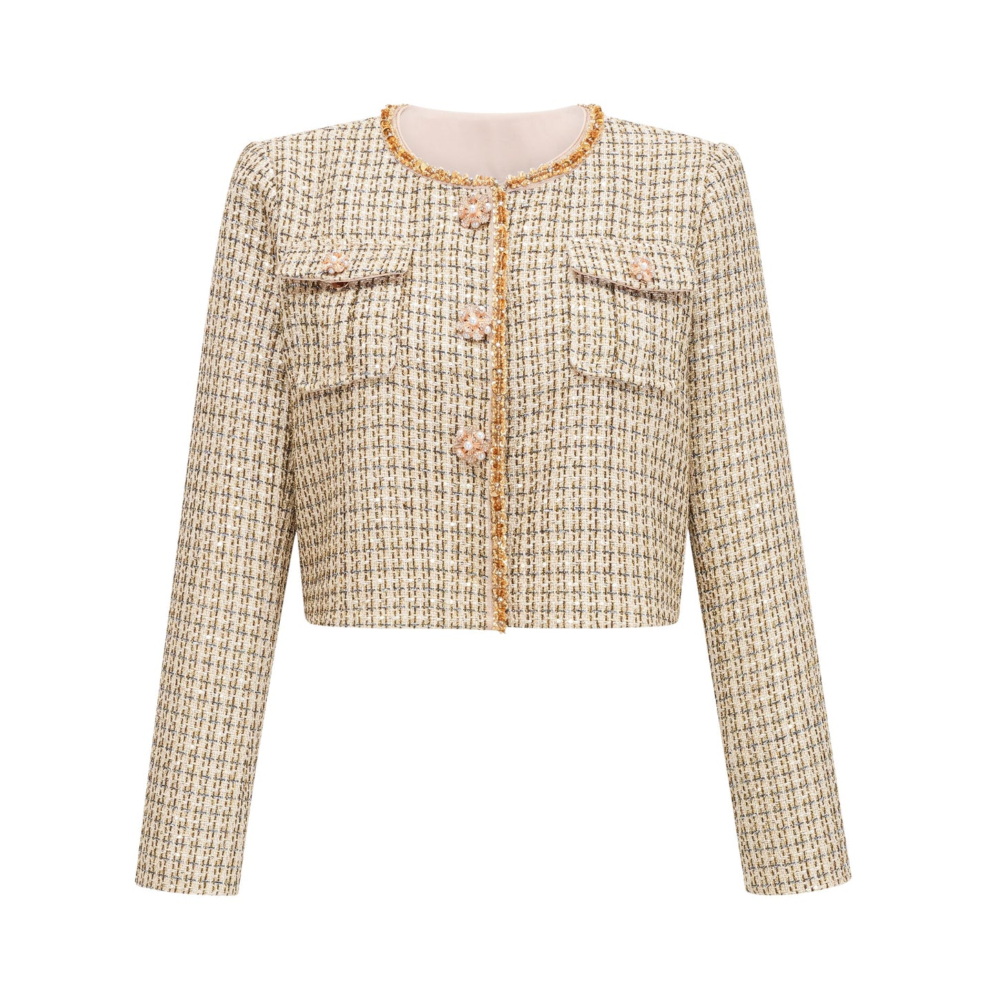 Aëlle gold tweed sequin jacket & skirt matching set