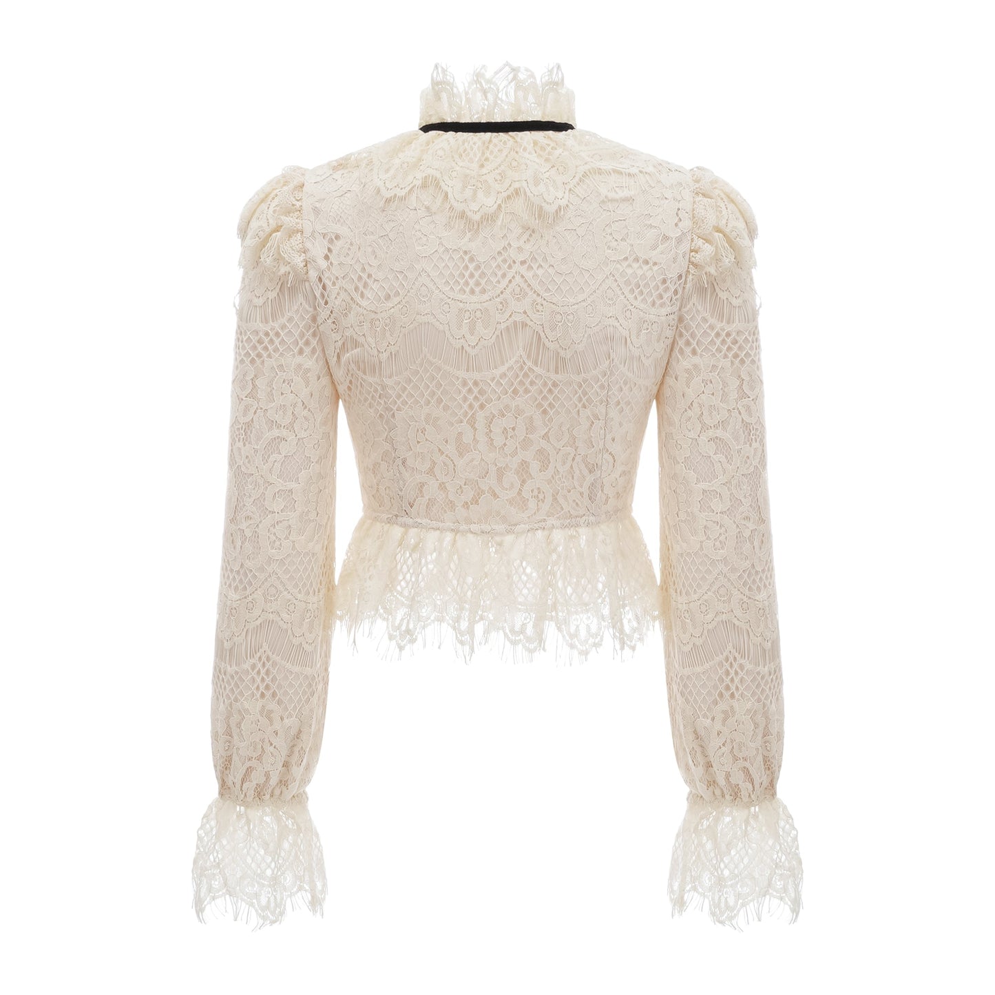 Anaelle off-white bowknot floral-lace blouse