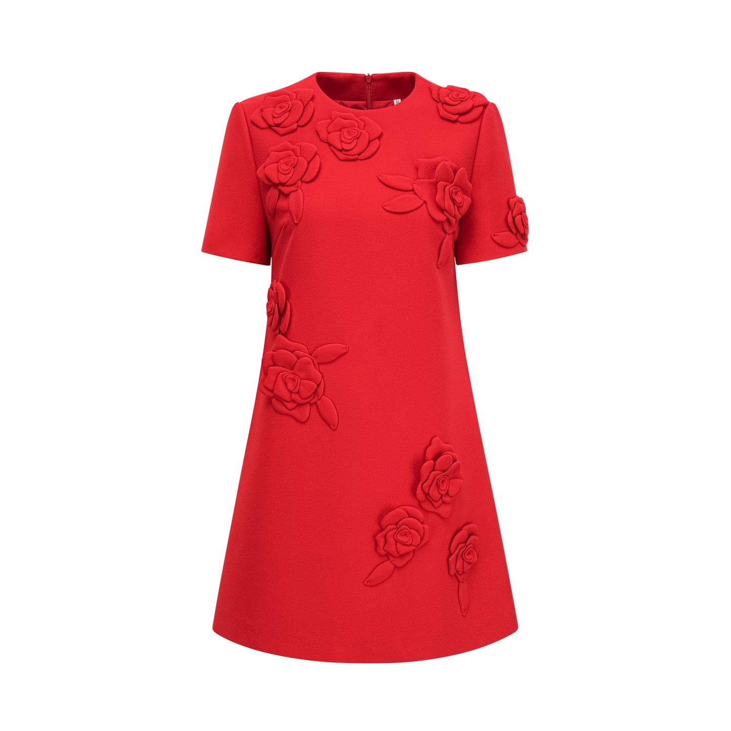 Calista red floral-detail short-sleeve mini dress