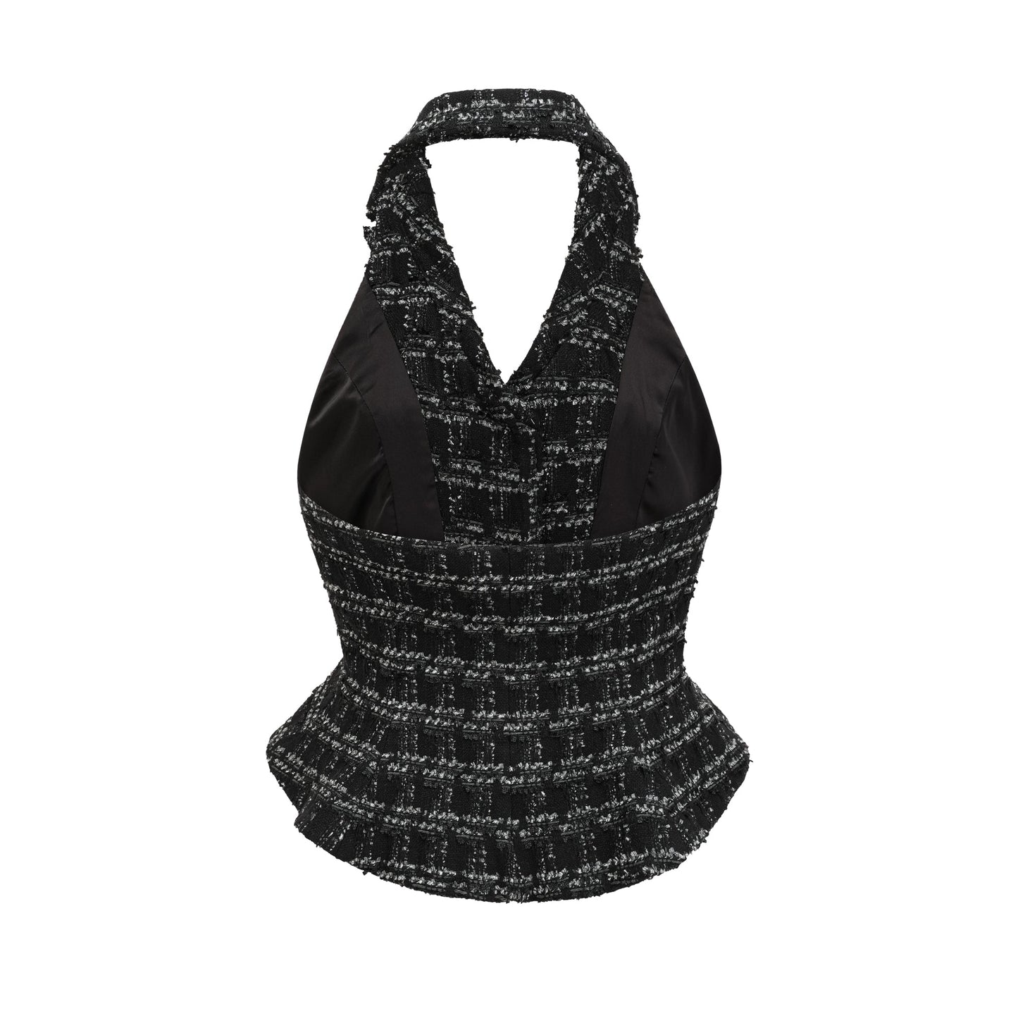 Axelle black checked tweed vest top & skirt matching set