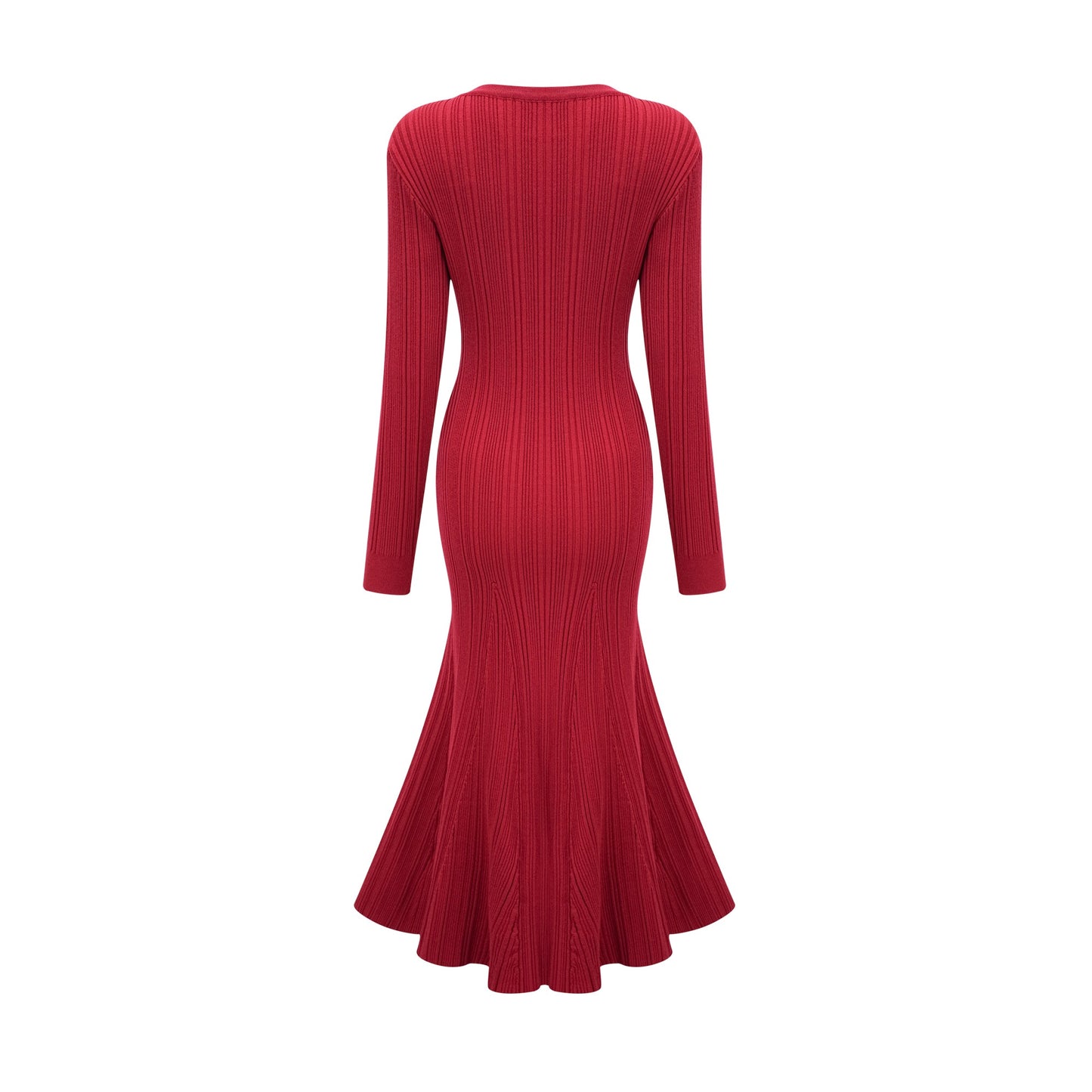 Anaxarete red embellished knitted midi dress