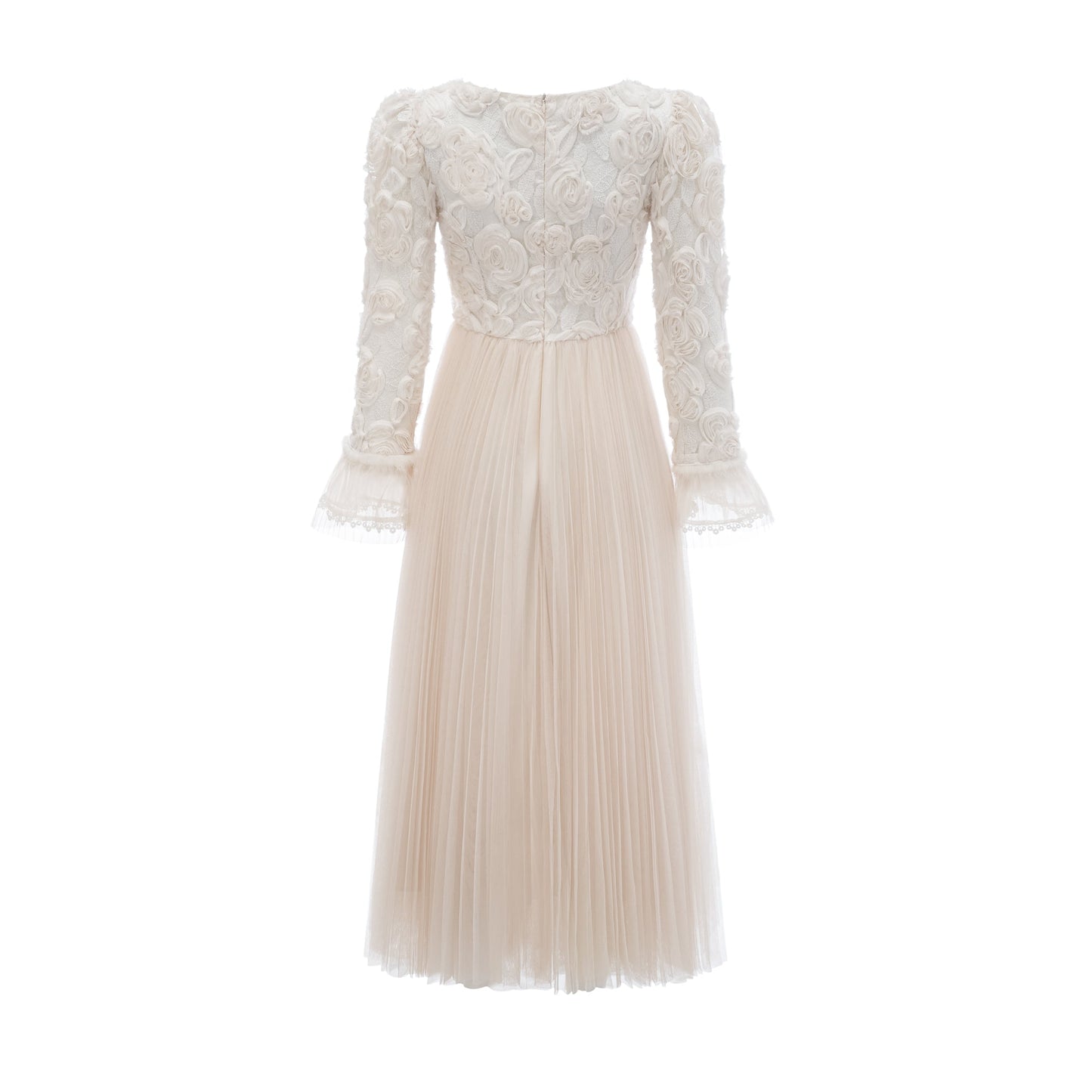 Thibaulte pleated lace-floral midi dress