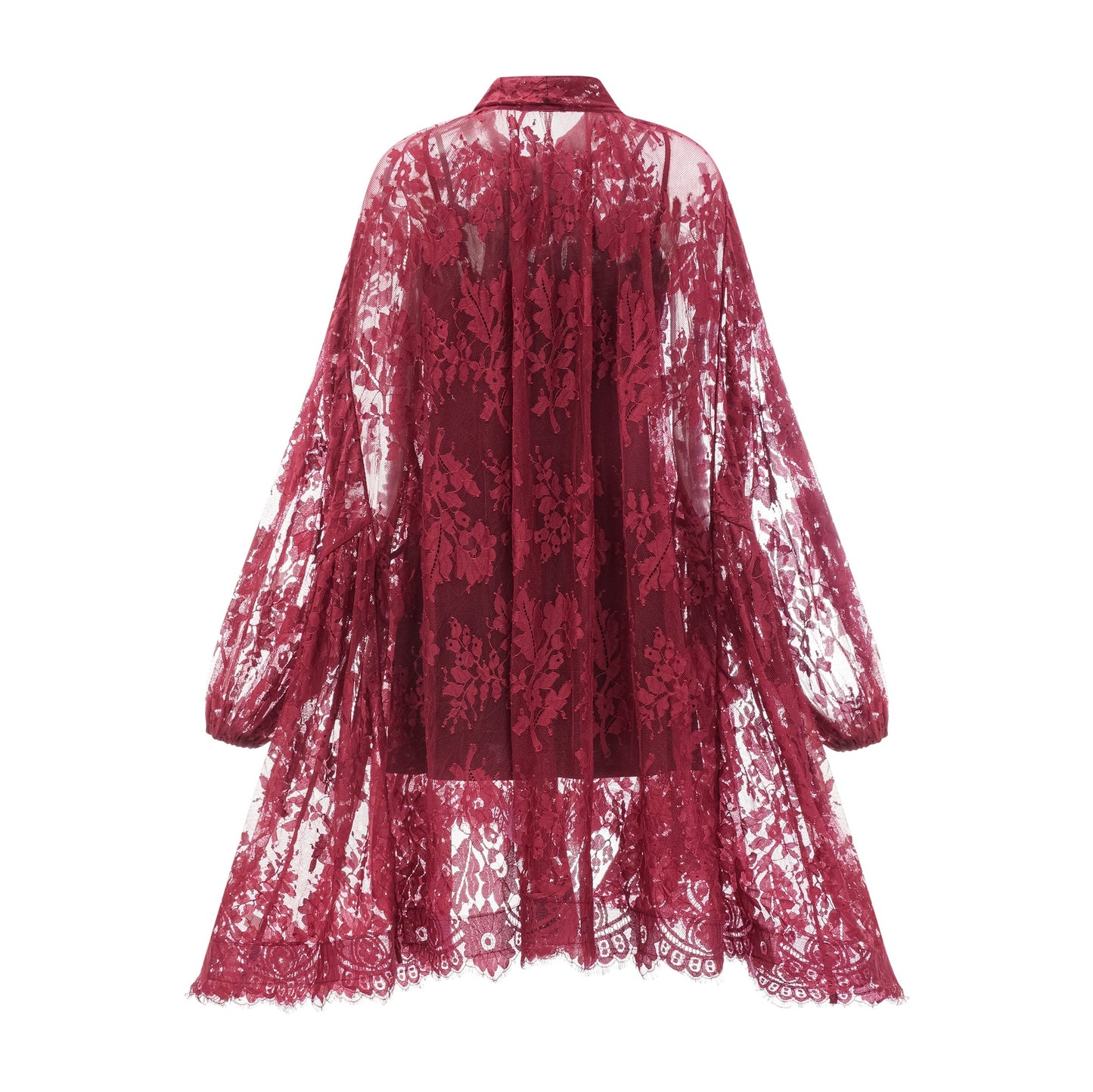 Coline red chantilly lace oversize dress